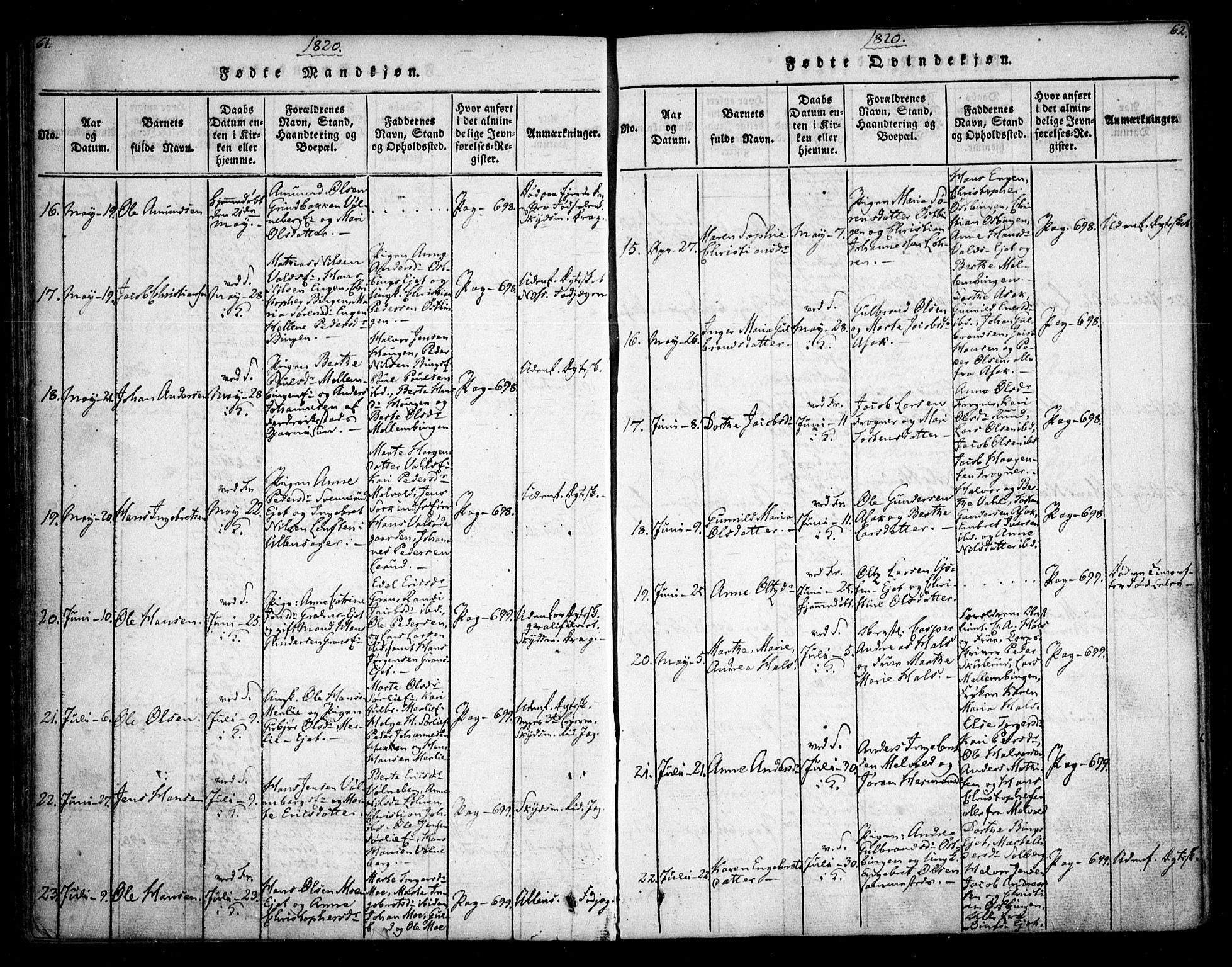 Sørum prestekontor Kirkebøker, AV/SAO-A-10303/F/Fa/L0003: Parish register (official) no. I 3, 1814-1829, p. 61-62