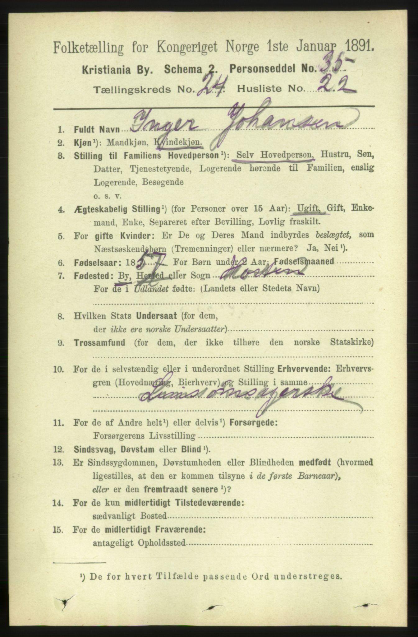 RA, 1891 census for 0301 Kristiania, 1891, p. 12095