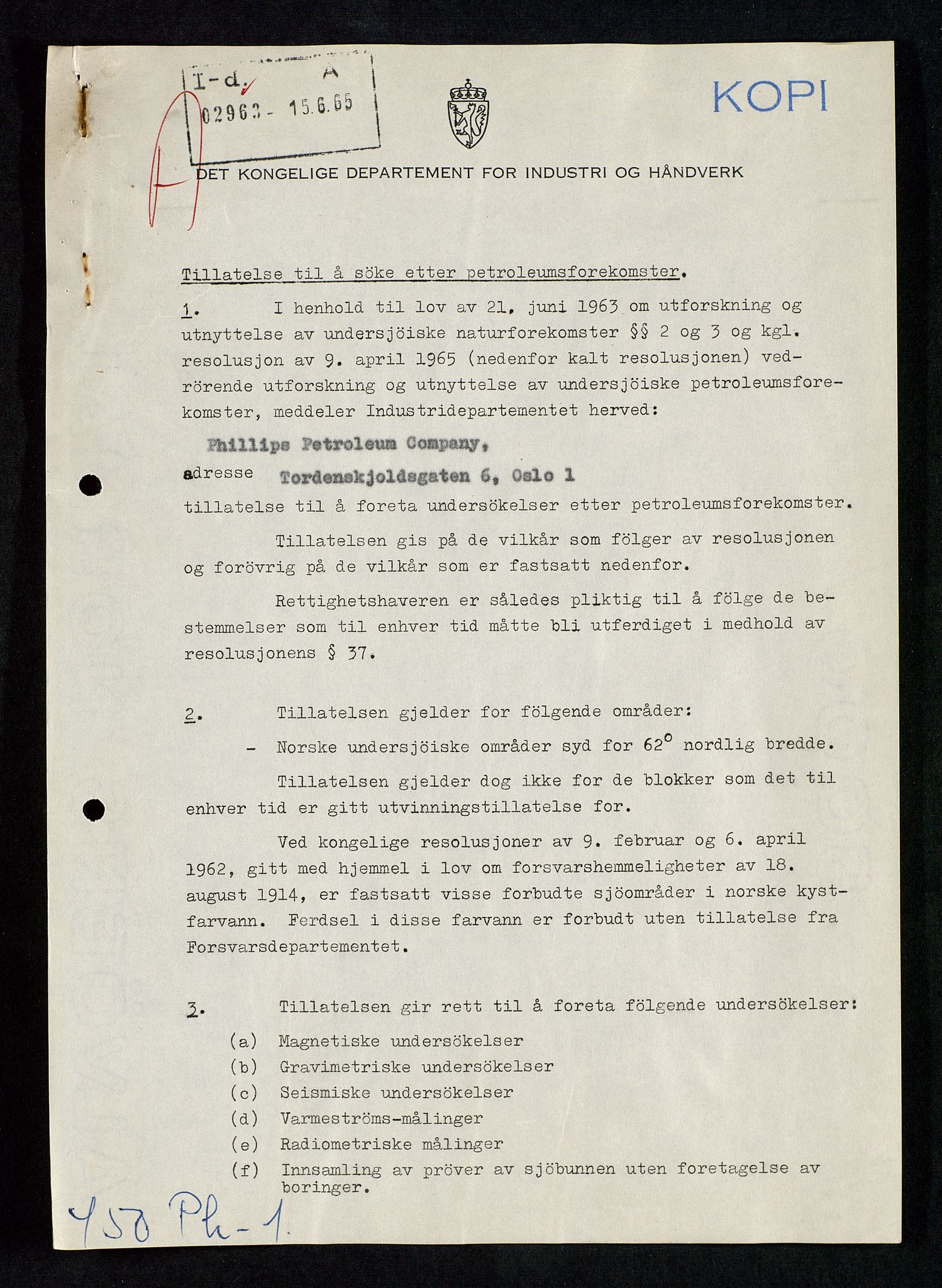 Industridepartementet, Oljekontoret, SAST/A-101348/Da/L0003: Arkivnøkkel 711 Undersøkelser og utforskning, 1963-1971, p. 116