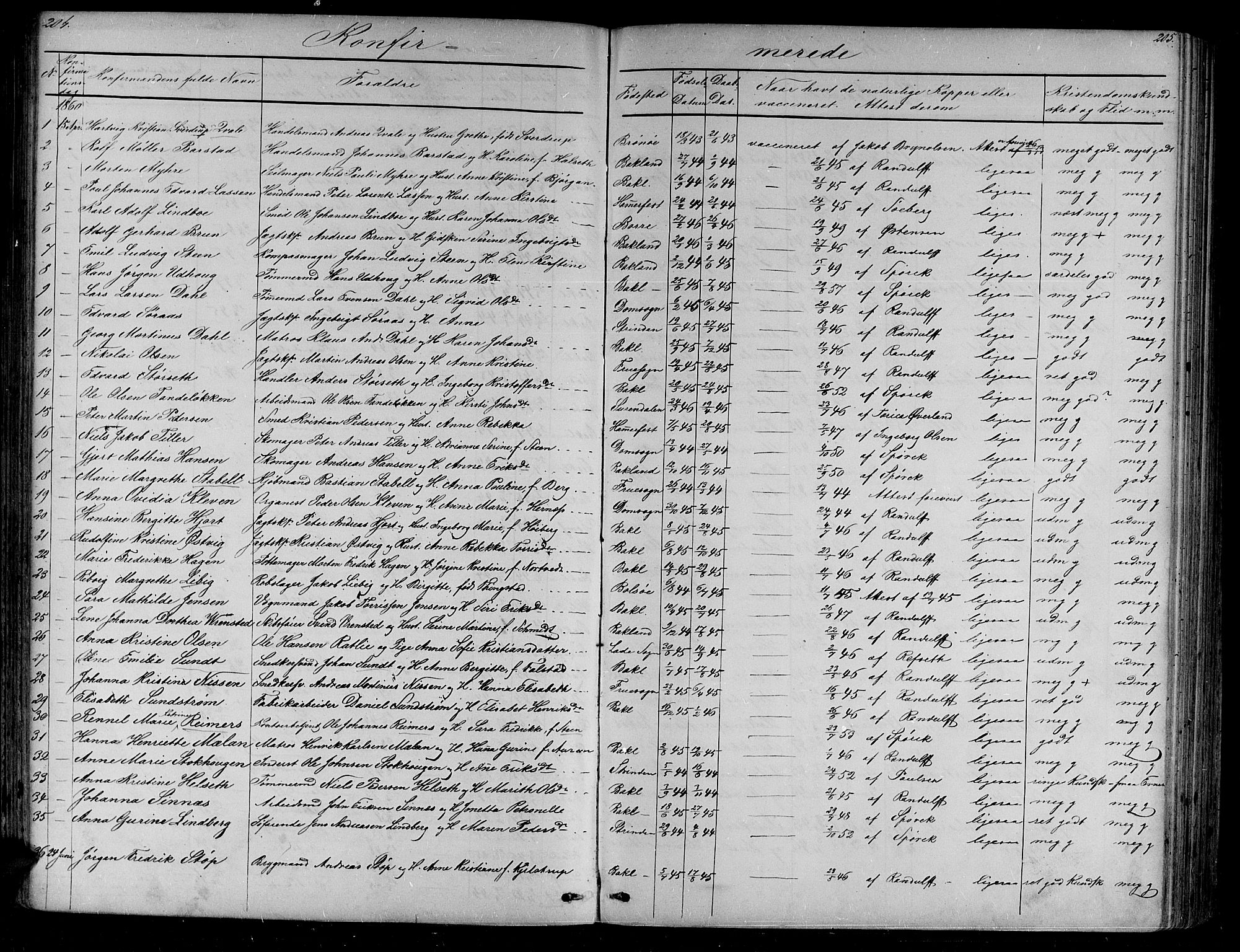 Ministerialprotokoller, klokkerbøker og fødselsregistre - Sør-Trøndelag, SAT/A-1456/604/L0219: Parish register (copy) no. 604C02, 1851-1869, p. 204-205