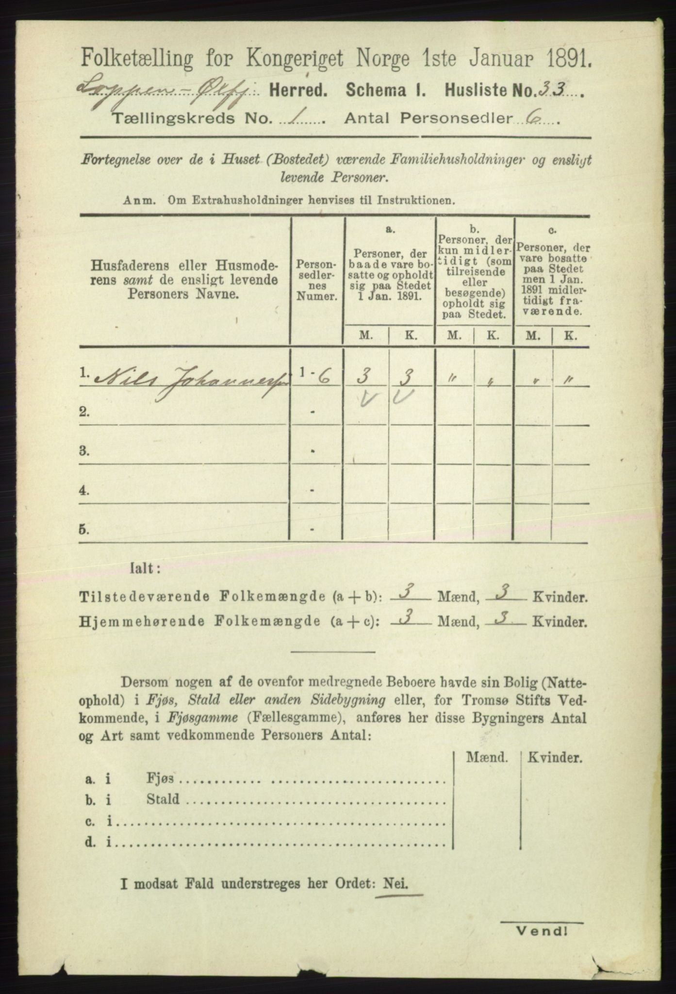 RA, 1891 census for 2014 Loppa, 1891, p. 51