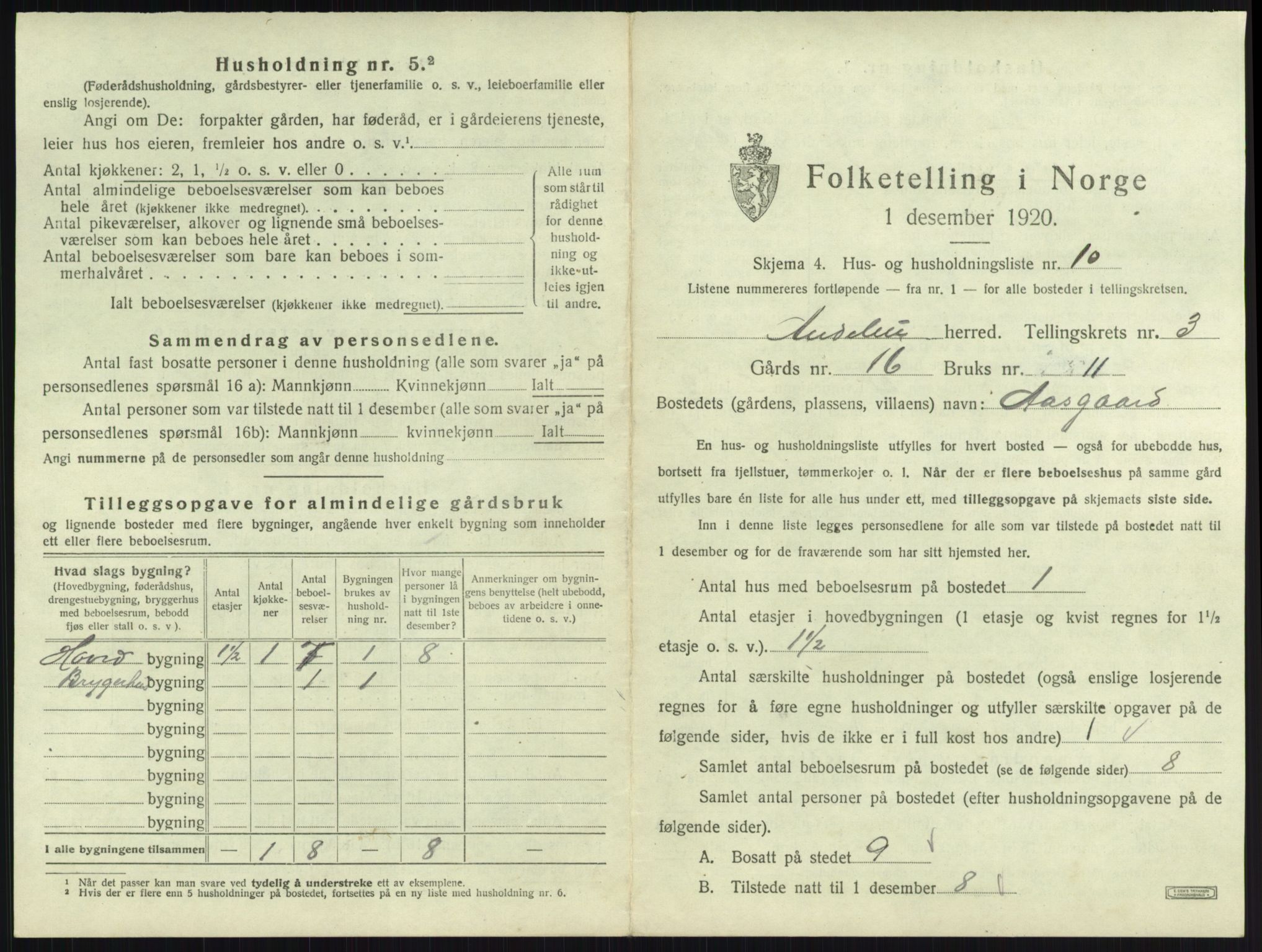 SAKO, 1920 census for Andebu, 1920, p. 199