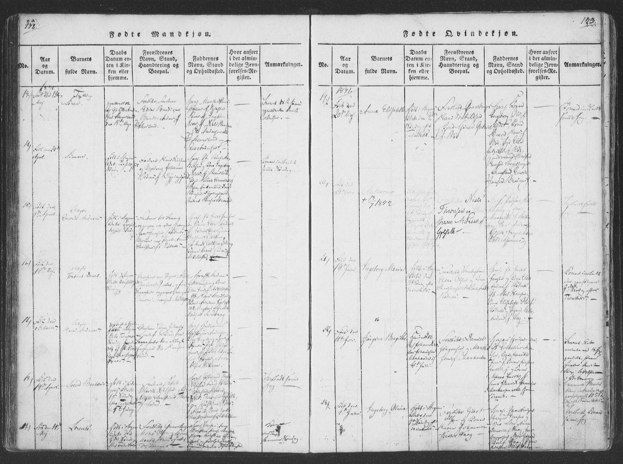 Ministerialprotokoller, klokkerbøker og fødselsregistre - Nordland, AV/SAT-A-1459/855/L0798: Parish register (official) no. 855A06, 1821-1835, p. 172-173