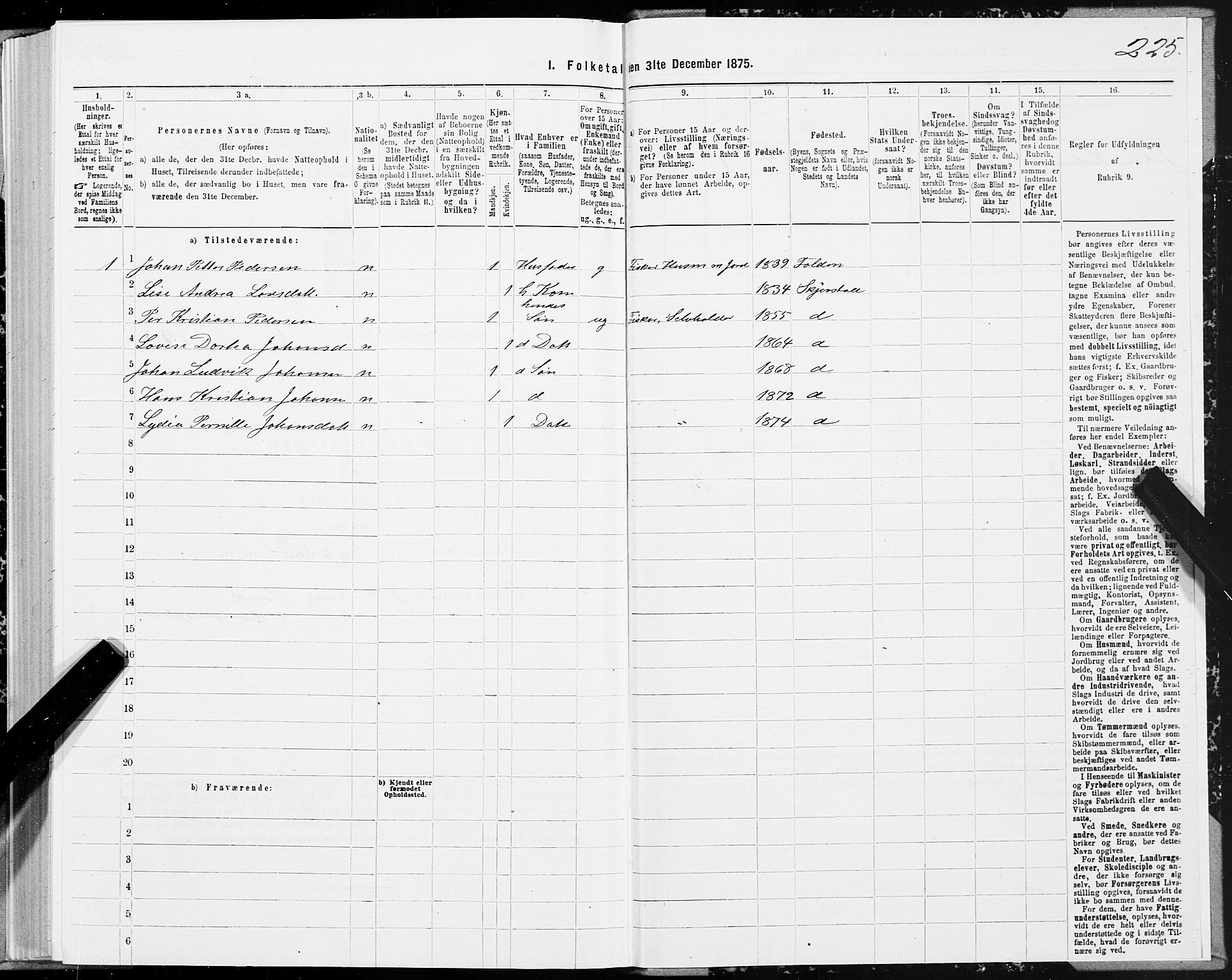 SAT, 1875 census for 1842P Skjerstad, 1875, p. 3225