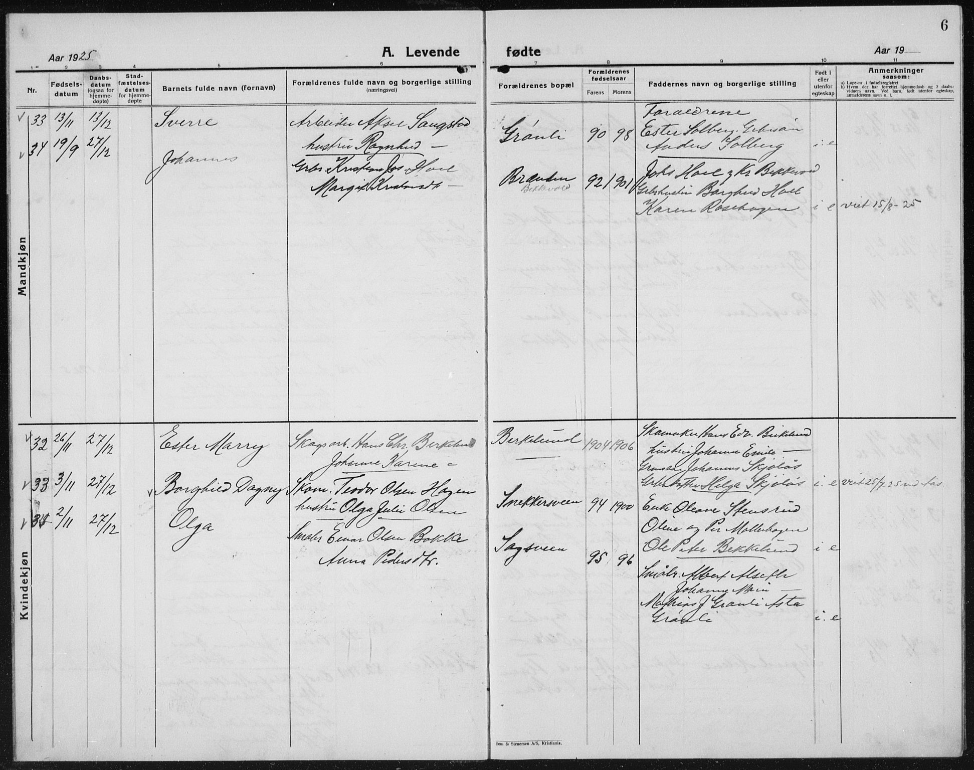 Kolbu prestekontor, SAH/PREST-110/H/Ha/Hab/L0002: Parish register (copy) no. 2, 1925-1942, p. 6