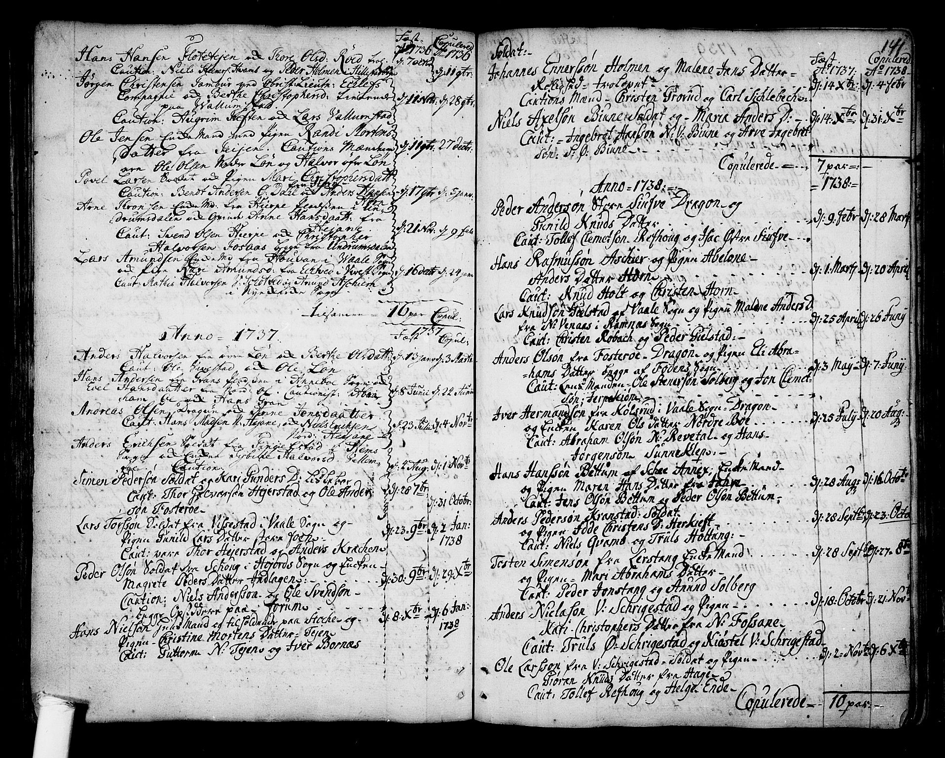 Ramnes kirkebøker, SAKO/A-314/F/Fa/L0001: Parish register (official) no. I 1, 1732-1774, p. 141