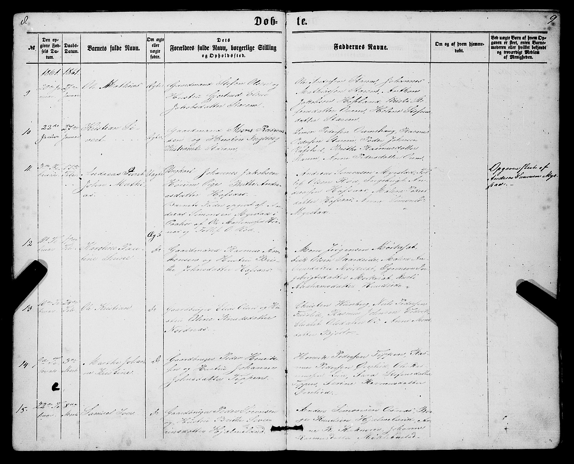 Eid sokneprestembete, AV/SAB-A-82301/H/Haa/Haaa/L0009: Parish register (official) no. A 9, 1861-1868, p. 8-9