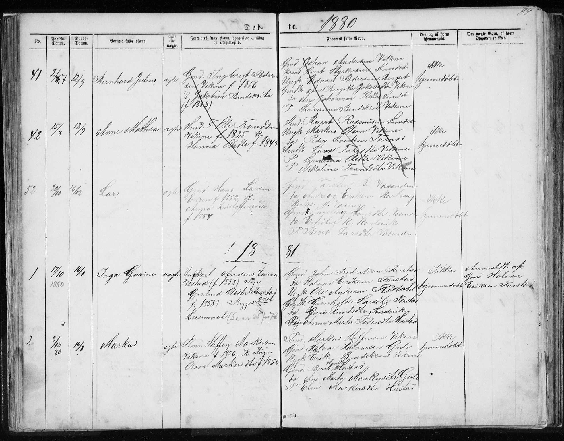 Ministerialprotokoller, klokkerbøker og fødselsregistre - Møre og Romsdal, AV/SAT-A-1454/567/L0782: Parish register (copy) no. 567C02, 1867-1886, p. 84