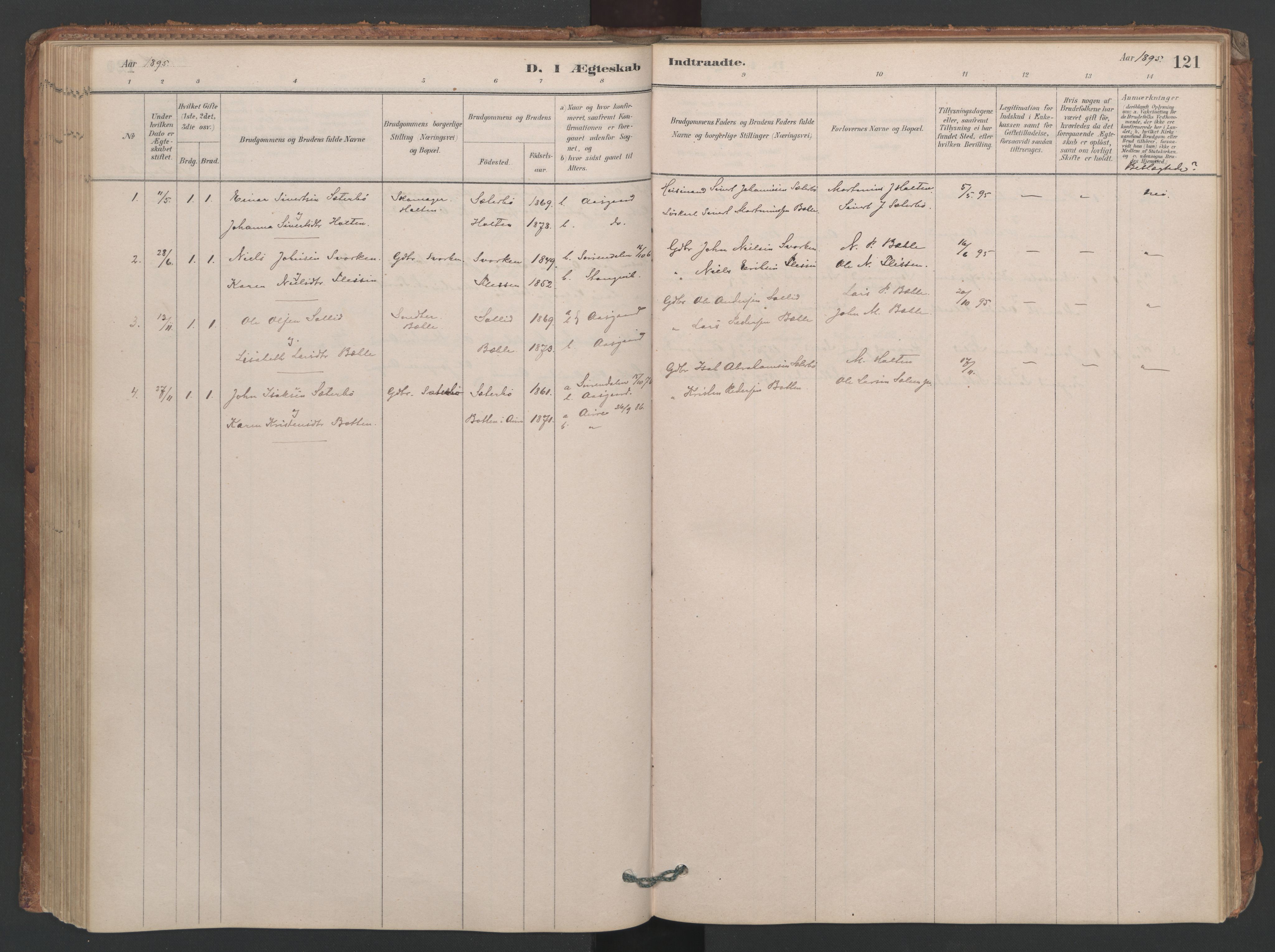 Ministerialprotokoller, klokkerbøker og fødselsregistre - Møre og Romsdal, AV/SAT-A-1454/594/L1036: Parish register (official) no. 594A02 (?), 1879-1910, p. 121