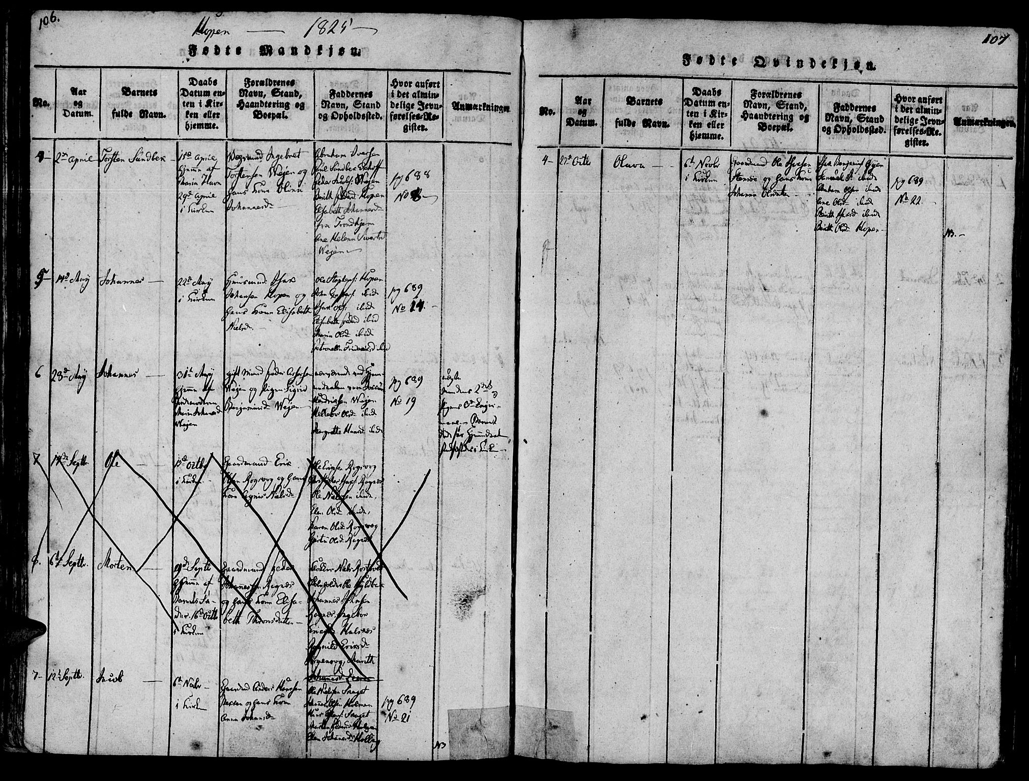 Ministerialprotokoller, klokkerbøker og fødselsregistre - Møre og Romsdal, AV/SAT-A-1454/581/L0935: Parish register (official) no. 581A03 /3, 1819-1827, p. 106-107