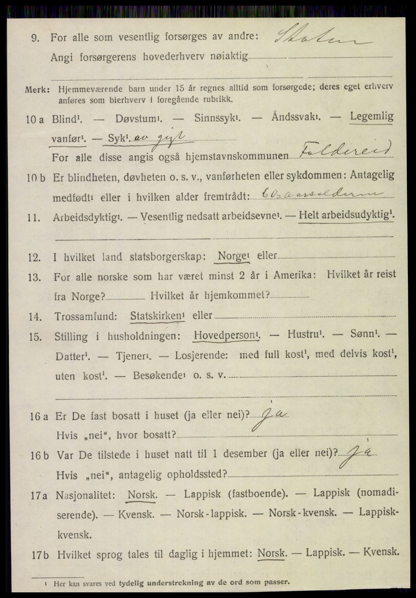 SAT, 1920 census for Foldereid, 1920, p. 1513