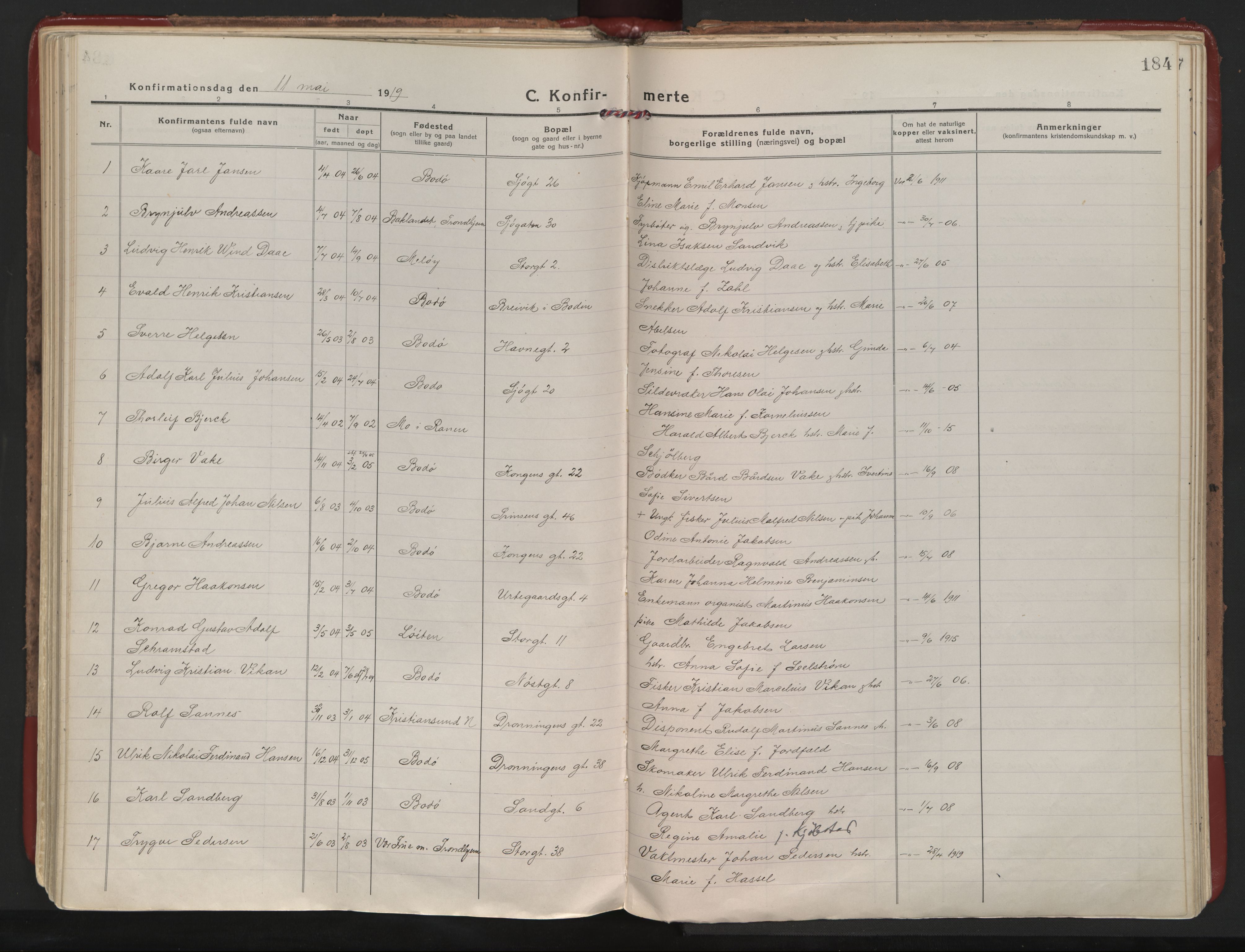 Ministerialprotokoller, klokkerbøker og fødselsregistre - Nordland, SAT/A-1459/801/L0017: Parish register (official) no. 801A17, 1917-1930, p. 184