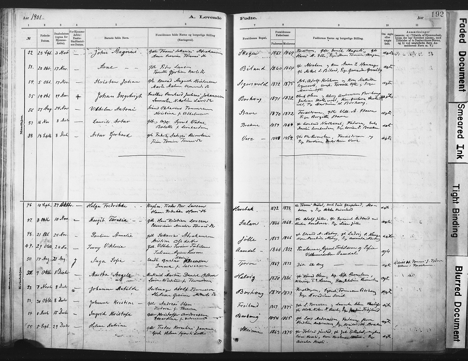 Lista sokneprestkontor, AV/SAK-1111-0027/F/Fa/L0012: Parish register (official) no. A 12, 1879-1903, p. 192