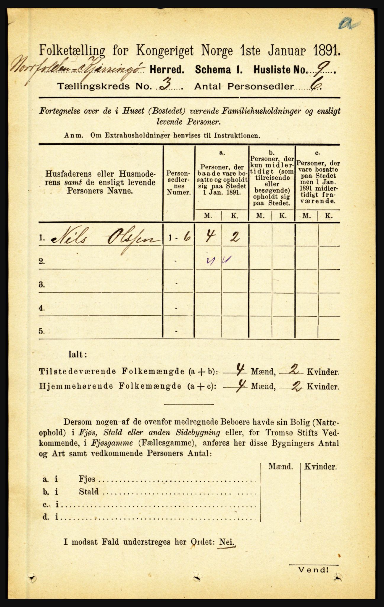 RA, 1891 census for 1846 Nordfold-Kjerringøy, 1891, p. 696