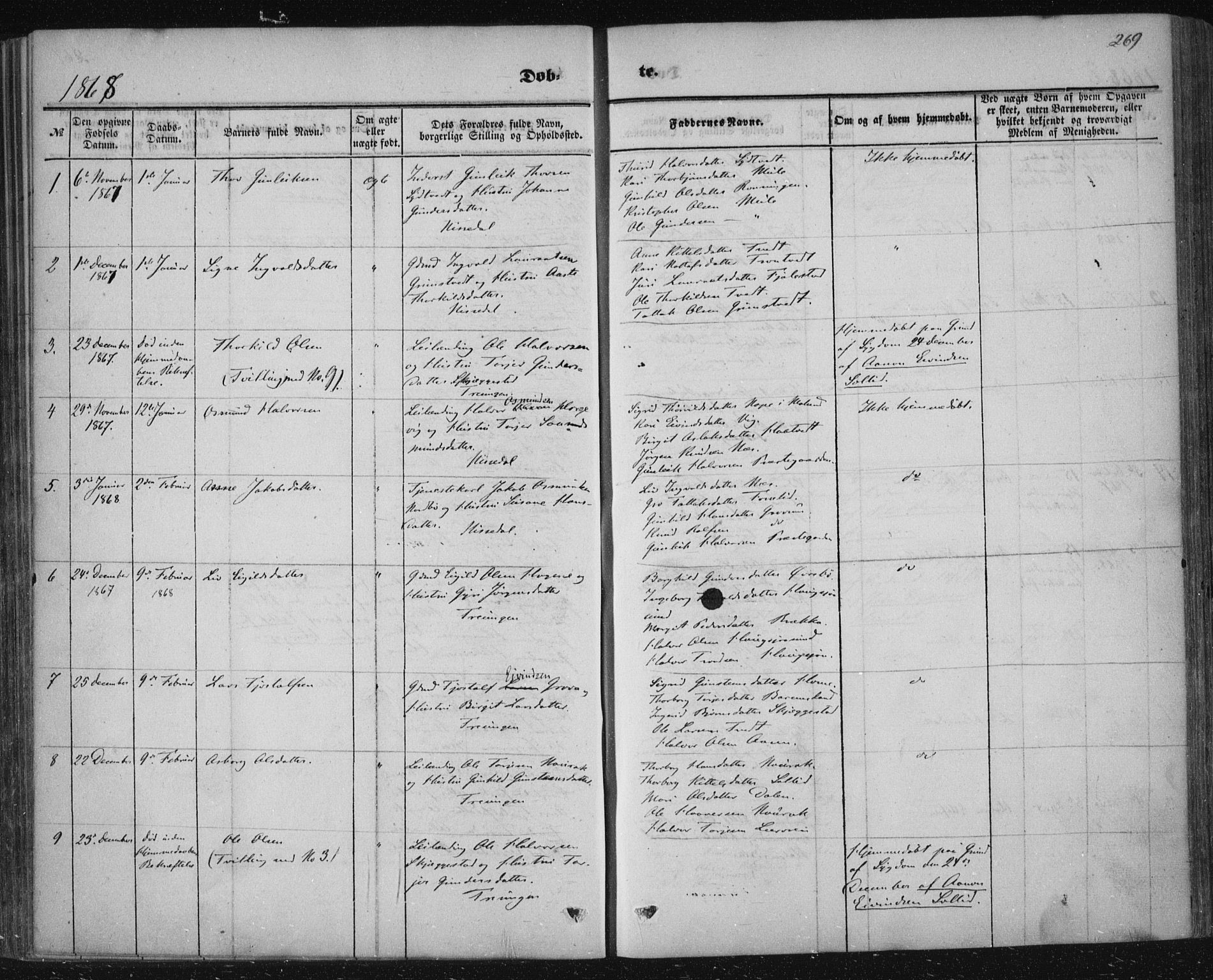 Nissedal kirkebøker, SAKO/A-288/F/Fa/L0003: Parish register (official) no. I 3, 1846-1870, p. 268-269