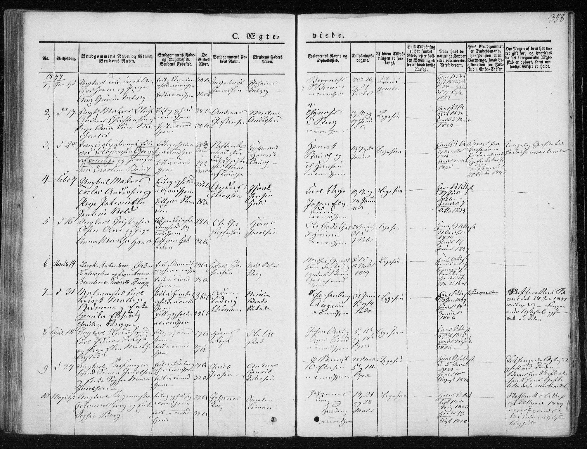 Ministerialprotokoller, klokkerbøker og fødselsregistre - Sør-Trøndelag, SAT/A-1456/601/L0049: Parish register (official) no. 601A17, 1839-1847, p. 358