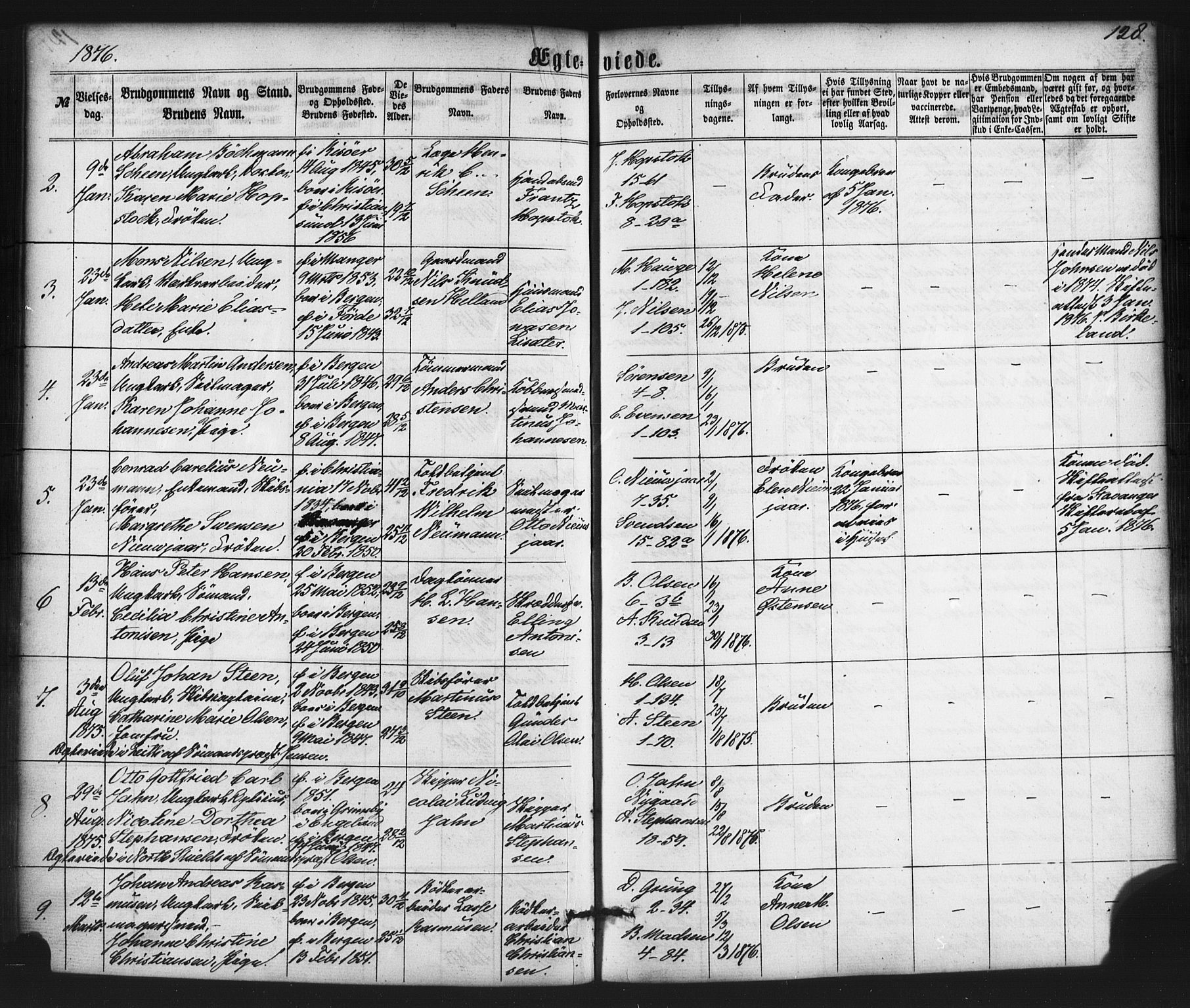 Nykirken Sokneprestembete, AV/SAB-A-77101/H/Haa/L0032: Parish register (official) no. D 2, 1861-1883, p. 128