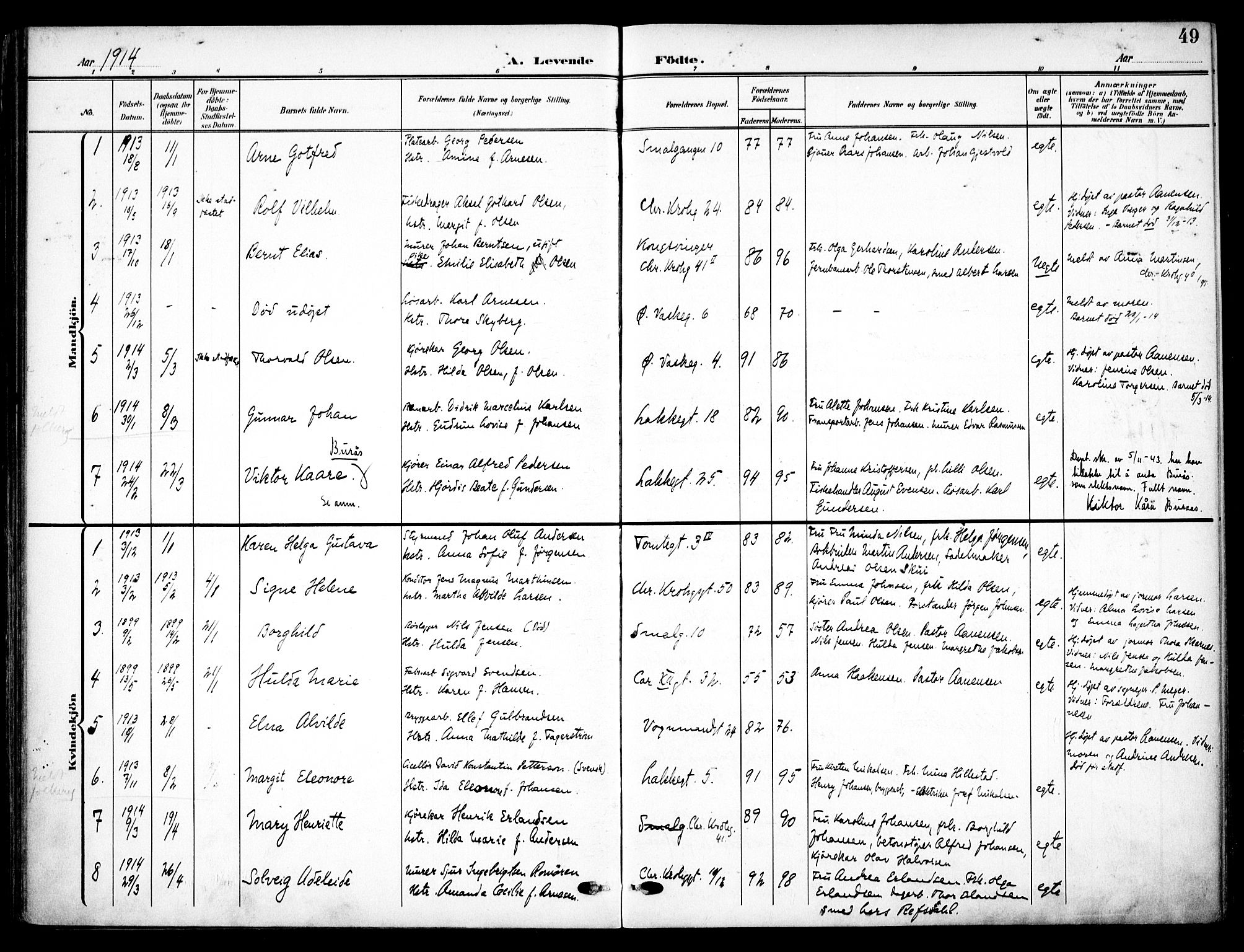 Vaterland prestekontor Kirkebøker, AV/SAO-A-10880/F/Fa/L0001: Parish register (official) no. 1, 1907-1930, p. 49