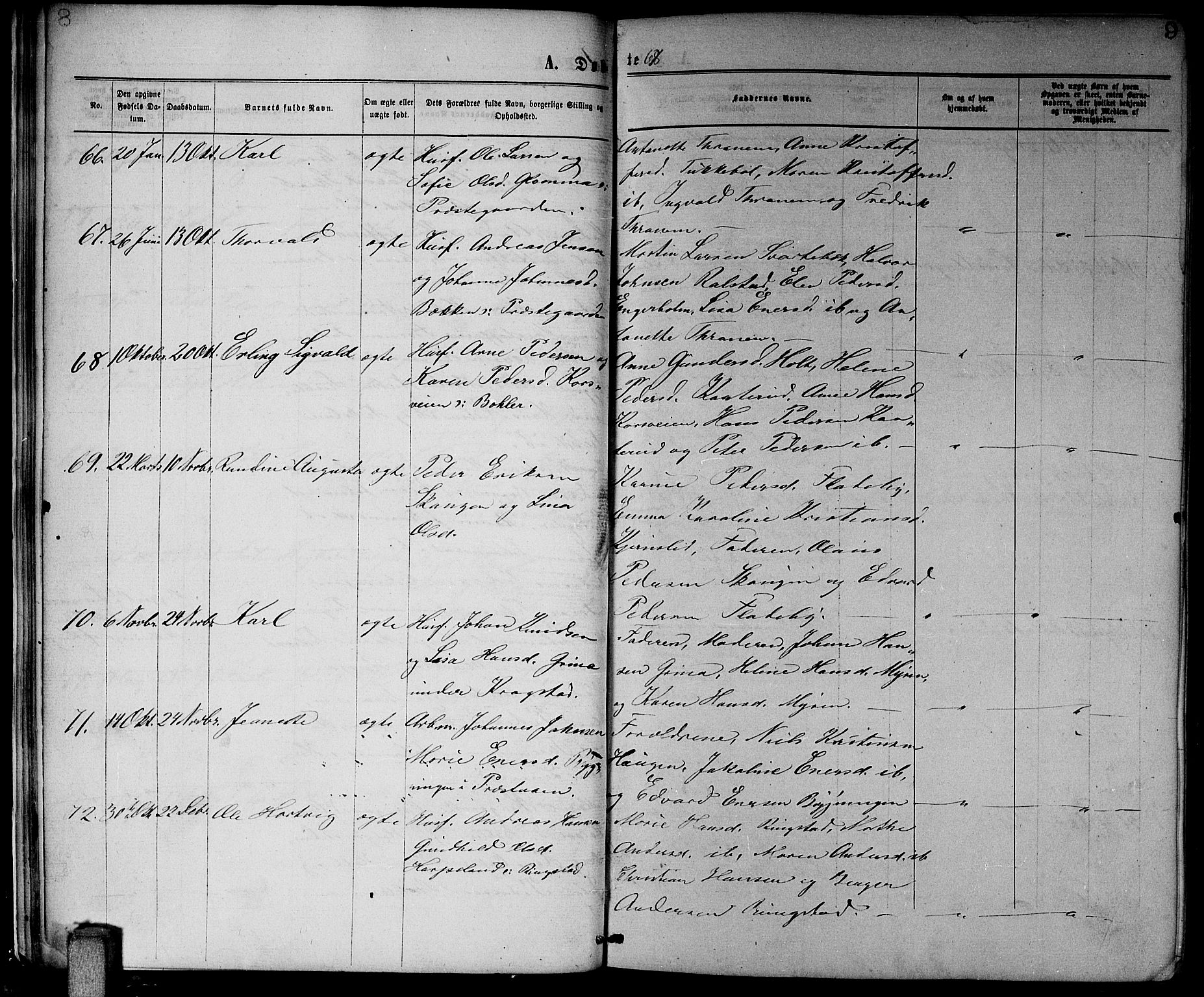 Enebakk prestekontor Kirkebøker, SAO/A-10171c/G/Ga/L0005: Parish register (copy) no. I 5, 1867-1888, p. 9