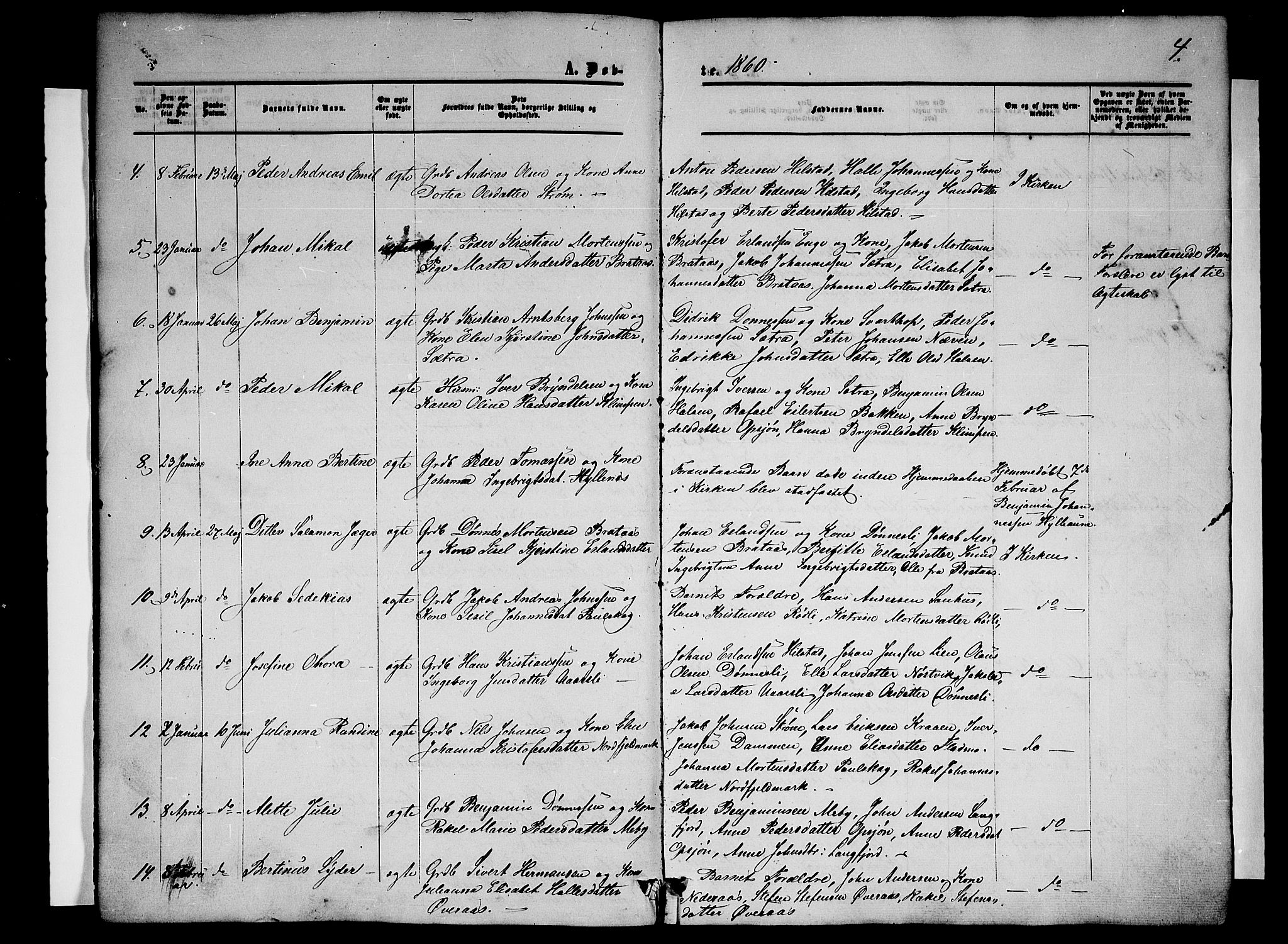 Ministerialprotokoller, klokkerbøker og fødselsregistre - Nordland, AV/SAT-A-1459/814/L0229: Parish register (copy) no. 814C02, 1859-1883, p. 4