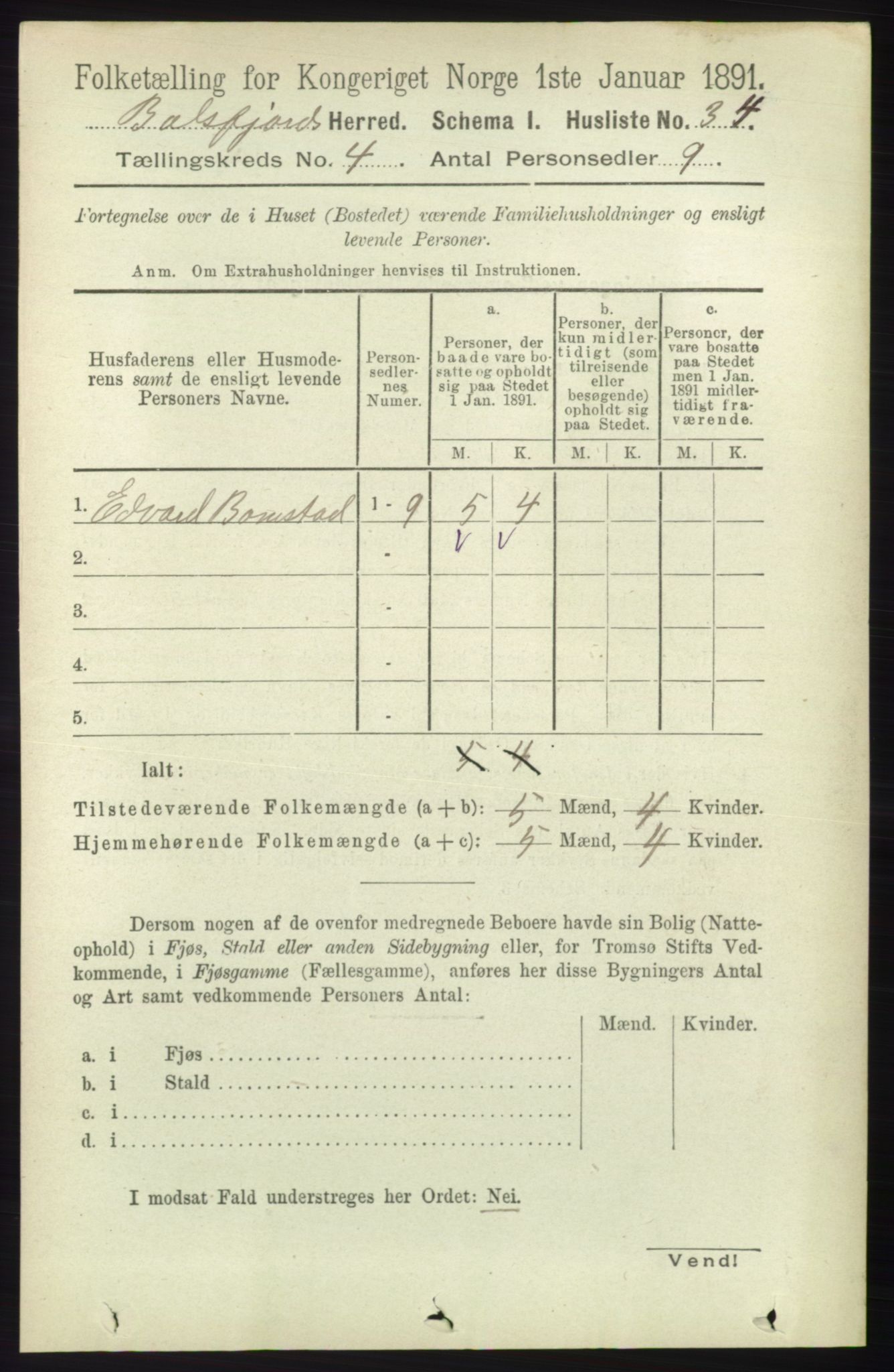 RA, 1891 census for 1933 Balsfjord, 1891, p. 1115