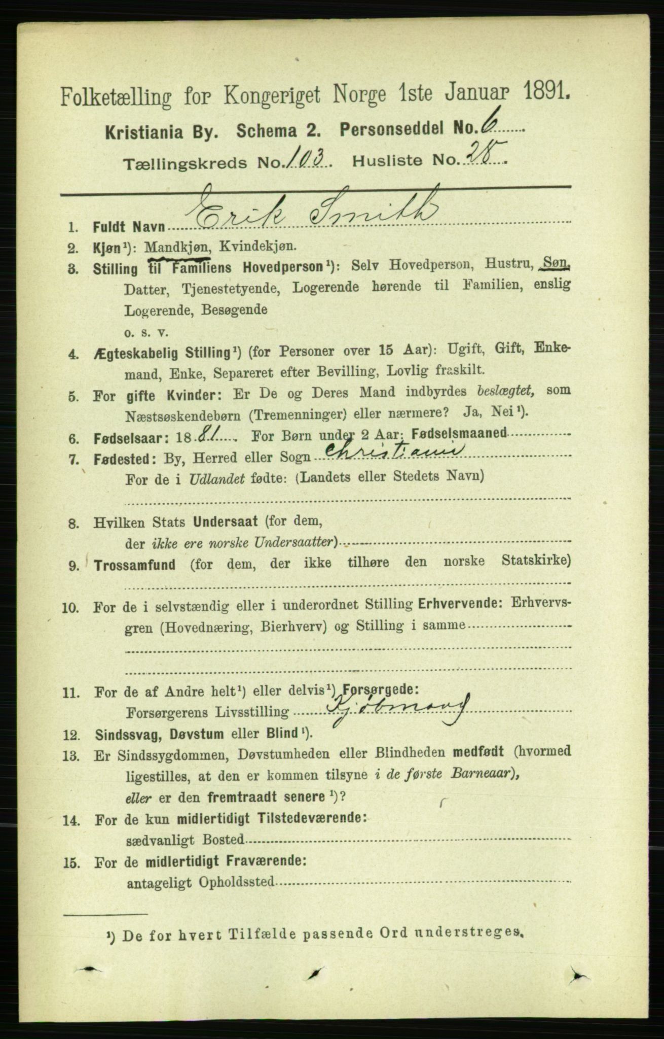 RA, 1891 census for 0301 Kristiania, 1891, p. 51789