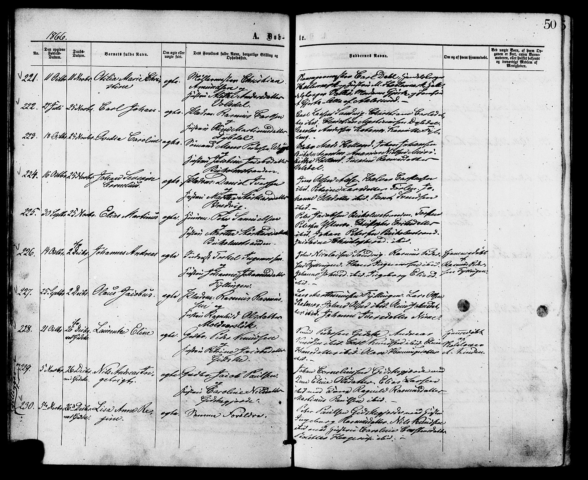 Ministerialprotokoller, klokkerbøker og fødselsregistre - Møre og Romsdal, AV/SAT-A-1454/528/L0399: Parish register (official) no. 528A10, 1864-1879, p. 50