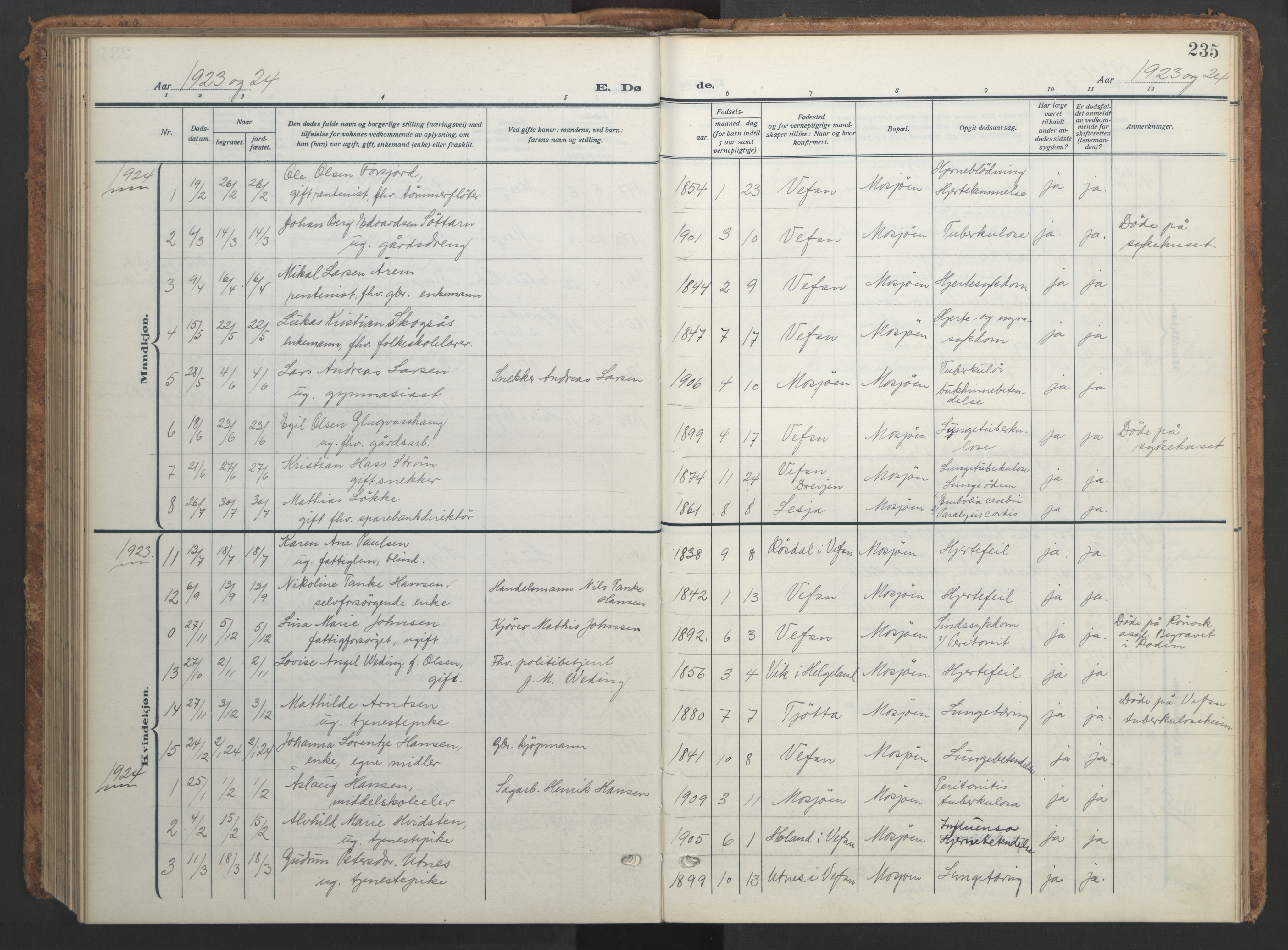 Ministerialprotokoller, klokkerbøker og fødselsregistre - Nordland, AV/SAT-A-1459/820/L0303: Parish register (copy) no. 820C05, 1917-1952, p. 235