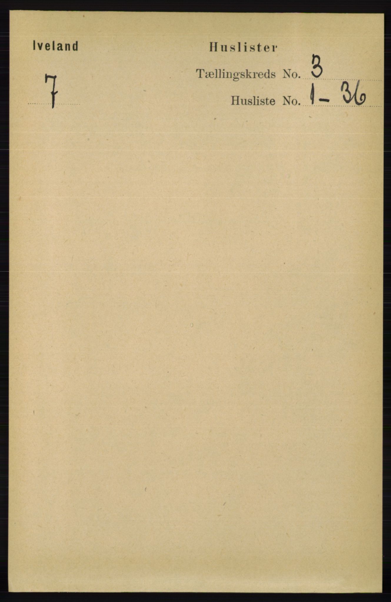 RA, 1891 census for 0935 Iveland, 1891, p. 690