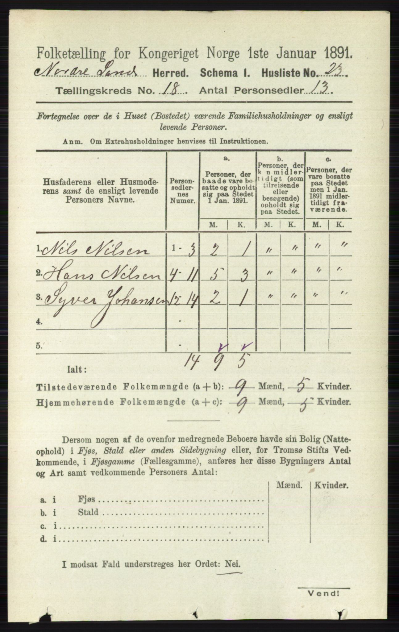 RA, 1891 census for 0538 Nordre Land, 1891, p. 4376