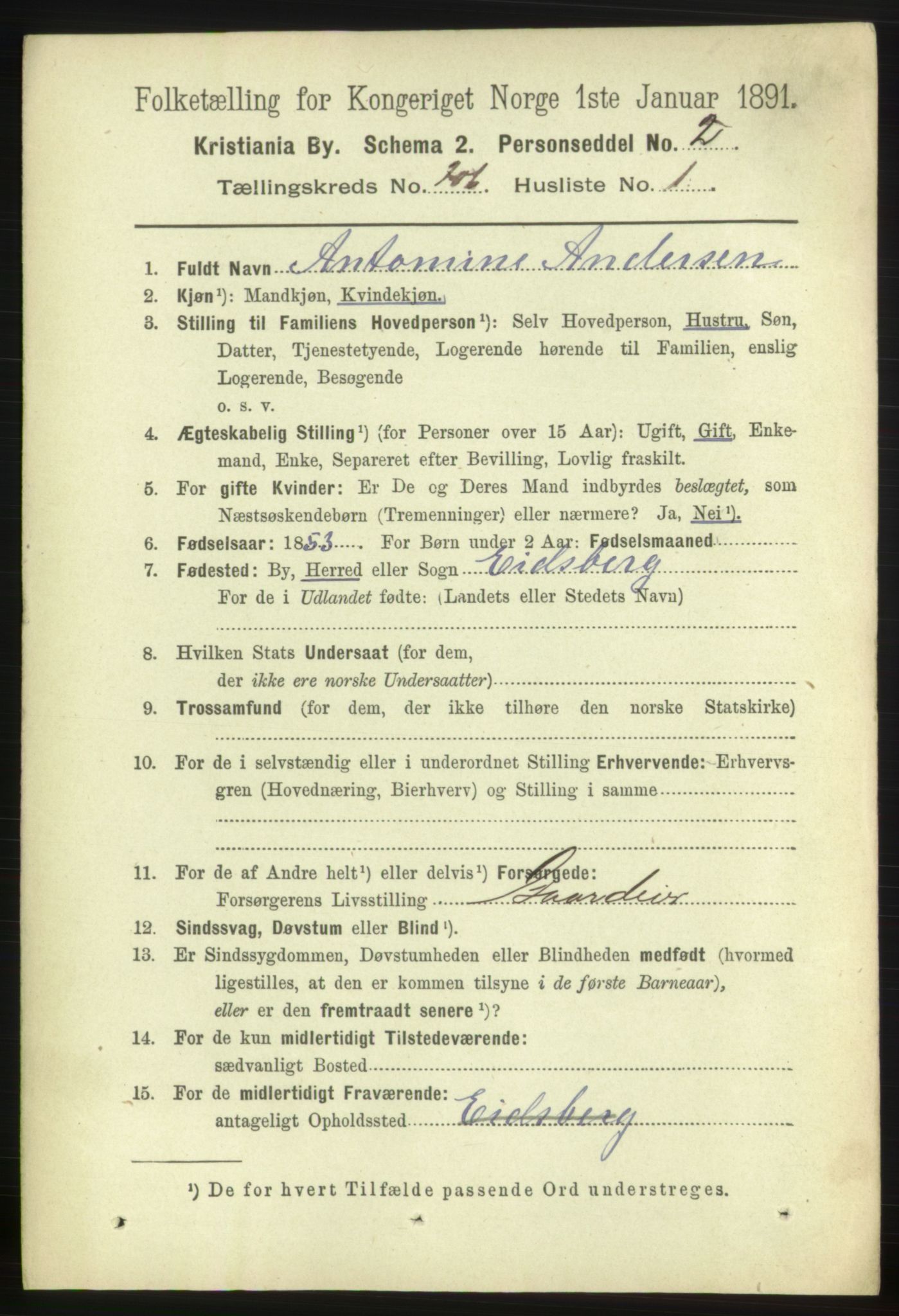 RA, 1891 census for 0301 Kristiania, 1891, p. 123840