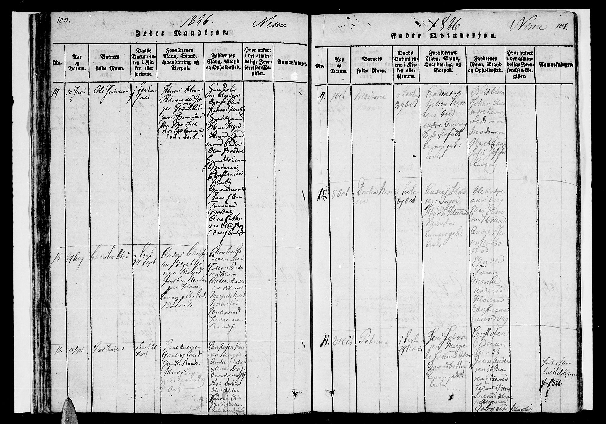 Ministerialprotokoller, klokkerbøker og fødselsregistre - Nordland, AV/SAT-A-1459/838/L0546: Parish register (official) no. 838A05 /1, 1820-1828, p. 100-101