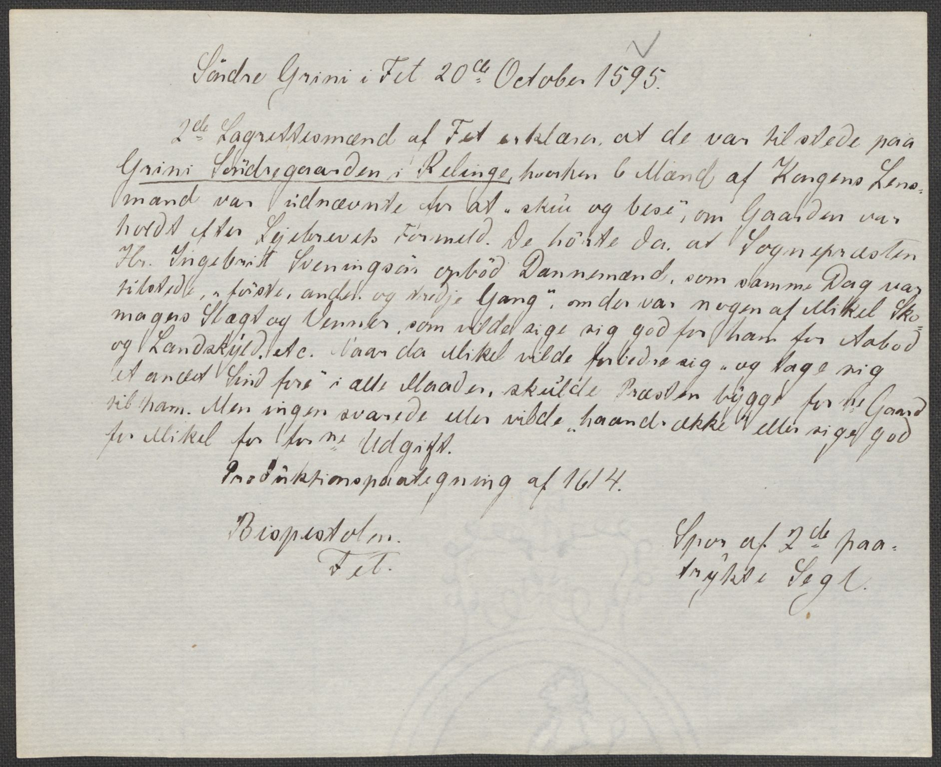 Riksarkivets diplomsamling, AV/RA-EA-5965/F15/L0008: Prestearkiv - Akershus, 1581-1619, p. 20