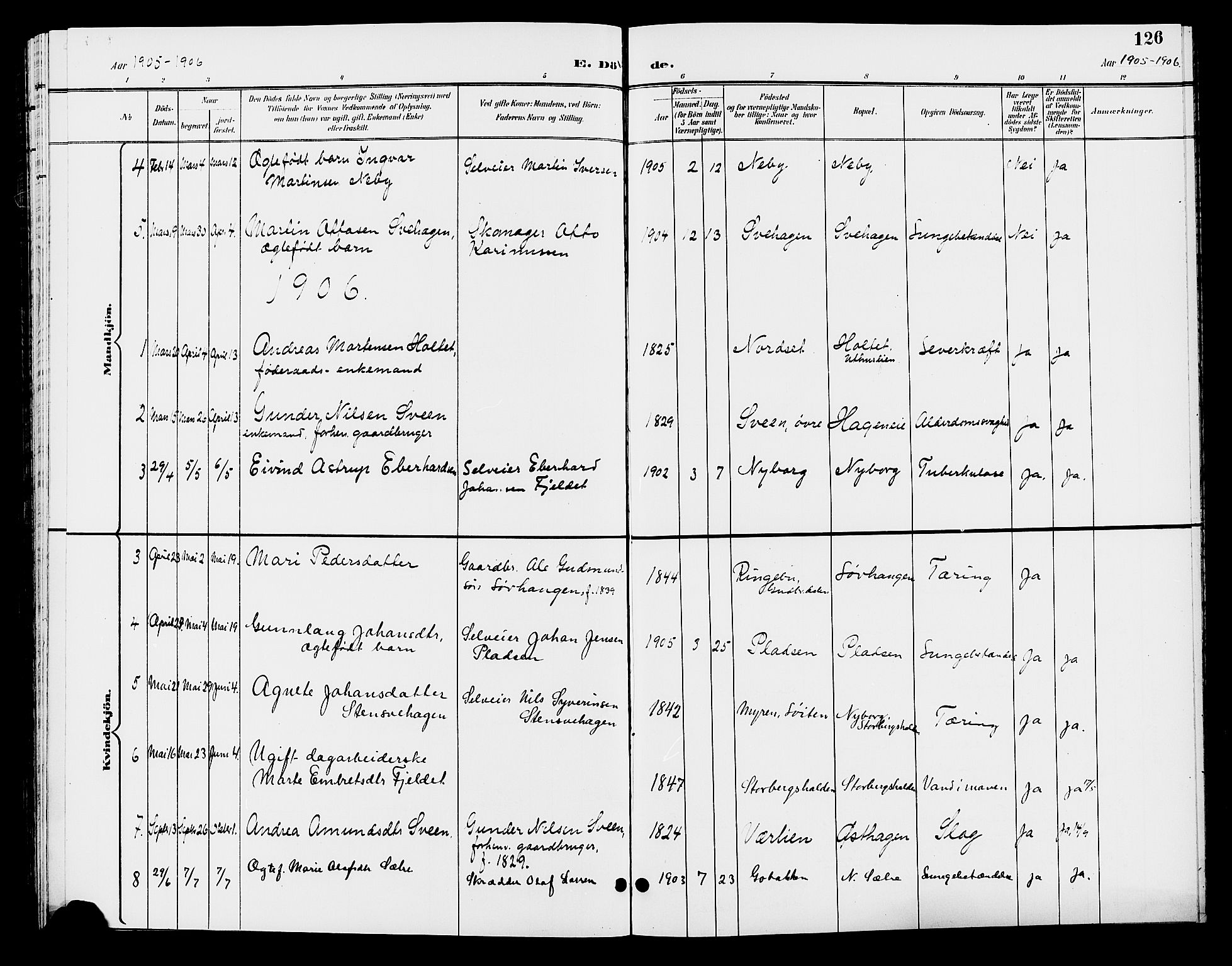 Elverum prestekontor, AV/SAH-PREST-044/H/Ha/Hab/L0006: Parish register (copy) no. 6, 1896-1907, p. 126