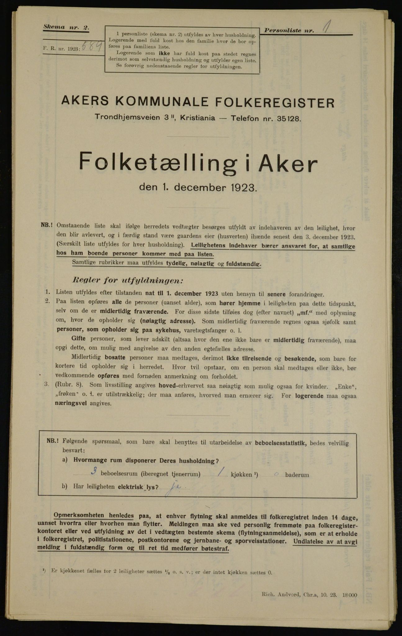 , Municipal Census 1923 for Aker, 1923, p. 40204