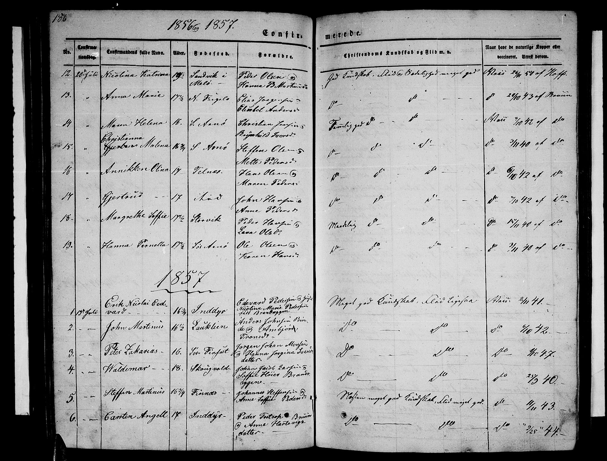 Ministerialprotokoller, klokkerbøker og fødselsregistre - Nordland, SAT/A-1459/805/L0106: Parish register (copy) no. 805C02, 1841-1861, p. 186