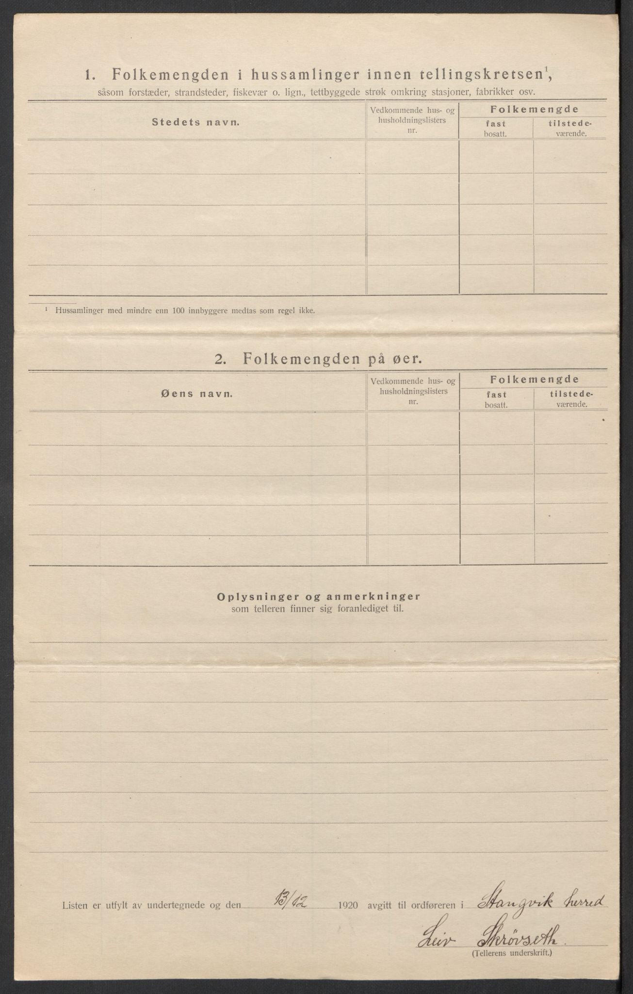 SAT, 1920 census for Stangvik, 1920, p. 16