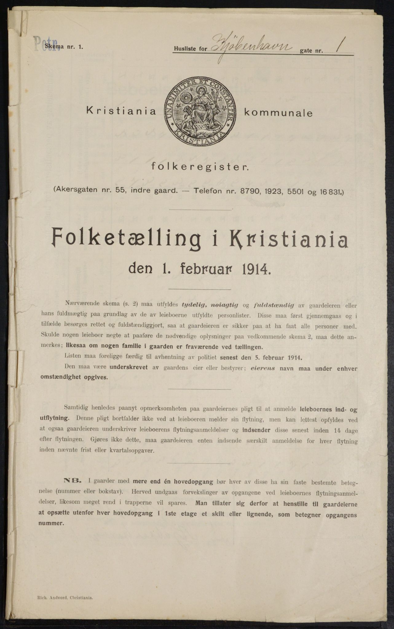 OBA, Municipal Census 1914 for Kristiania, 1914, p. 54912