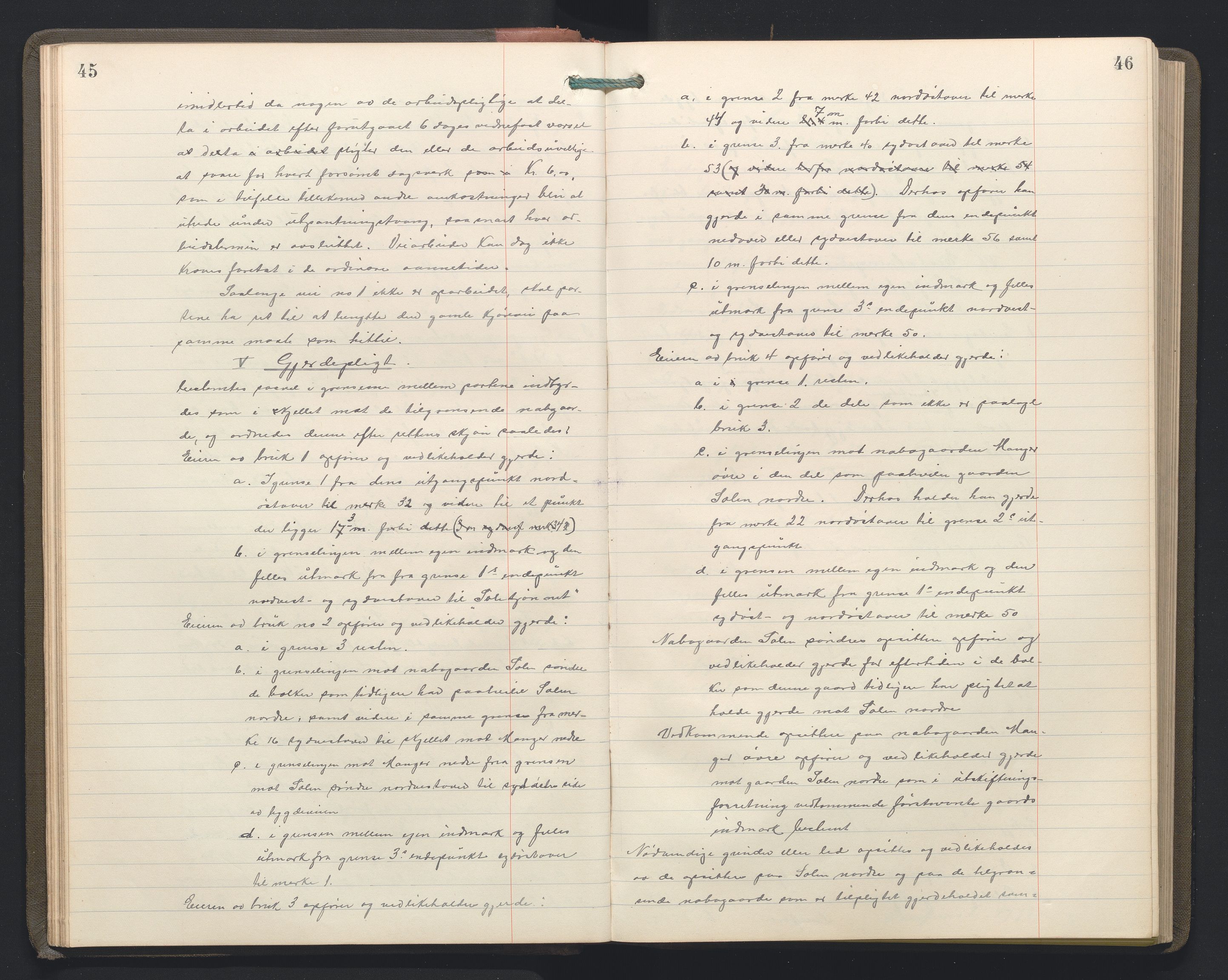 Hordaland jordskiftedøme - II Ytre Nordhordland jordskiftedistrikt, AV/SAB-A-6901/A/Aa/L0034: Forhandlingsprotokoll, 1923-1925, p. 45-46