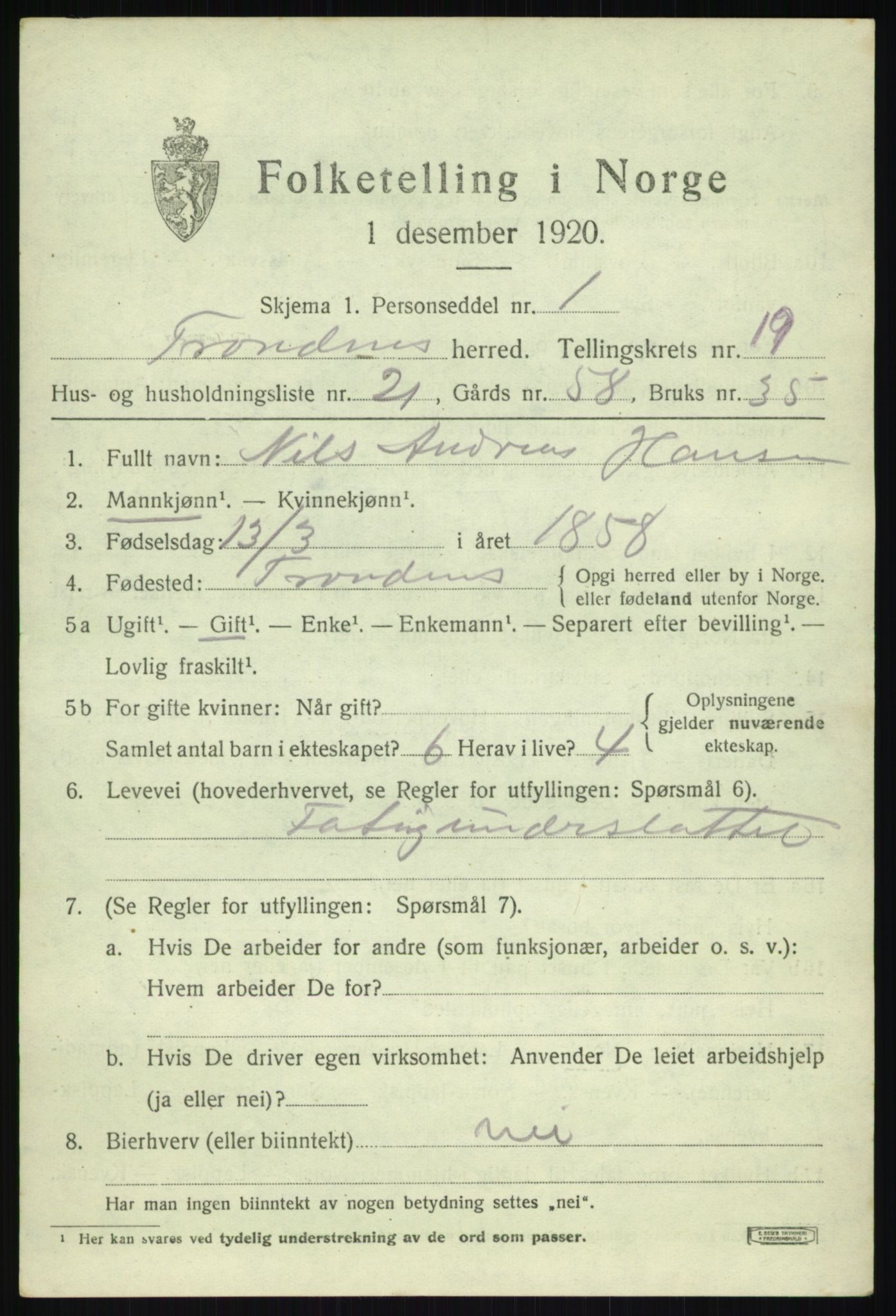 SATØ, 1920 census for Trondenes, 1920, p. 13652