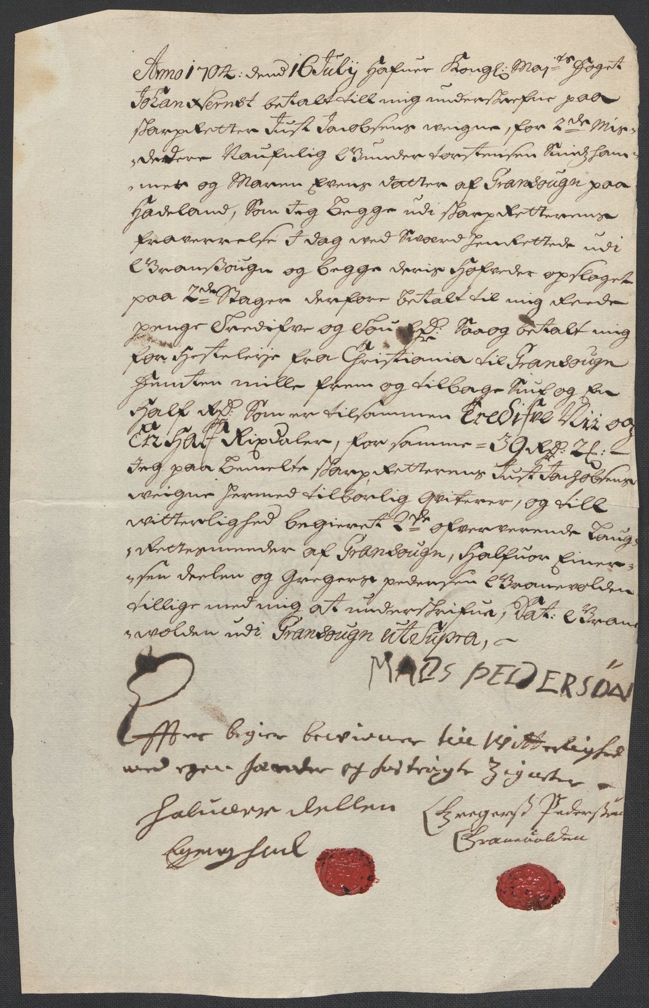 Rentekammeret inntil 1814, Reviderte regnskaper, Fogderegnskap, AV/RA-EA-4092/R18/L1302: Fogderegnskap Hadeland, Toten og Valdres, 1704, p. 515