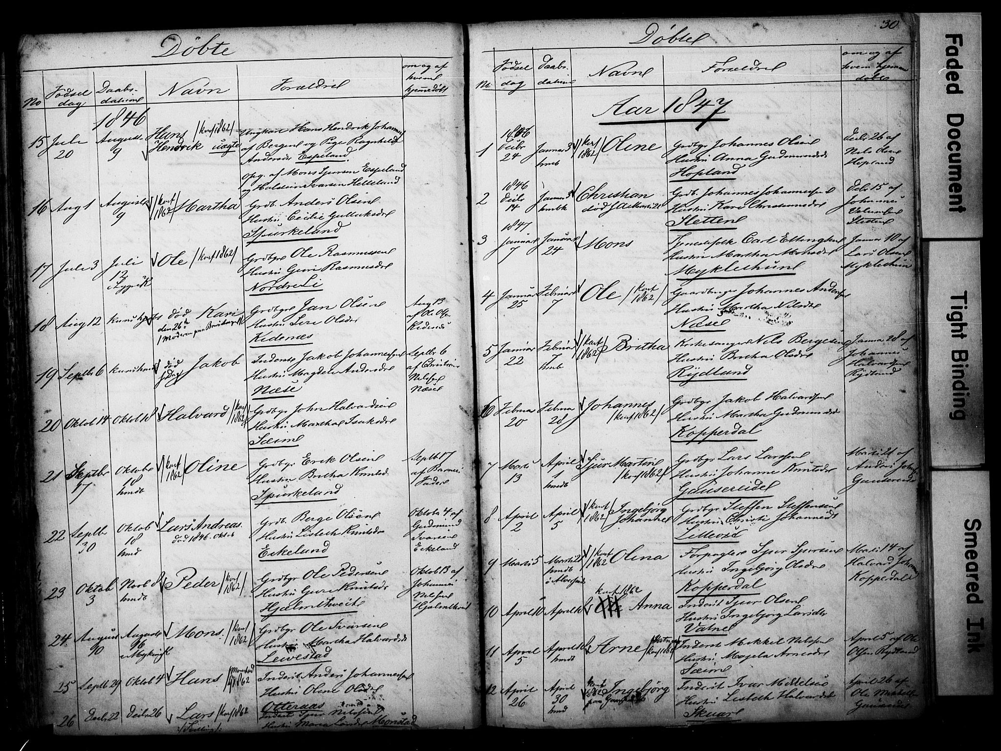 Alversund Sokneprestembete, SAB/A-73901/H/Ha/Hab: Parish register (copy) no. D 1, 1800-1870, p. 30