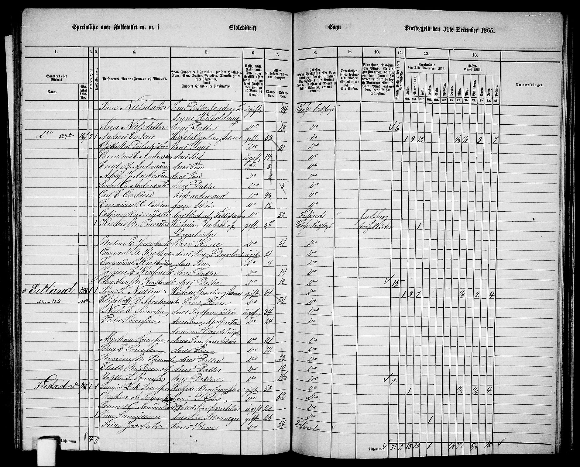 RA, 1865 census for Vanse/Vanse og Farsund, 1865, p. 198