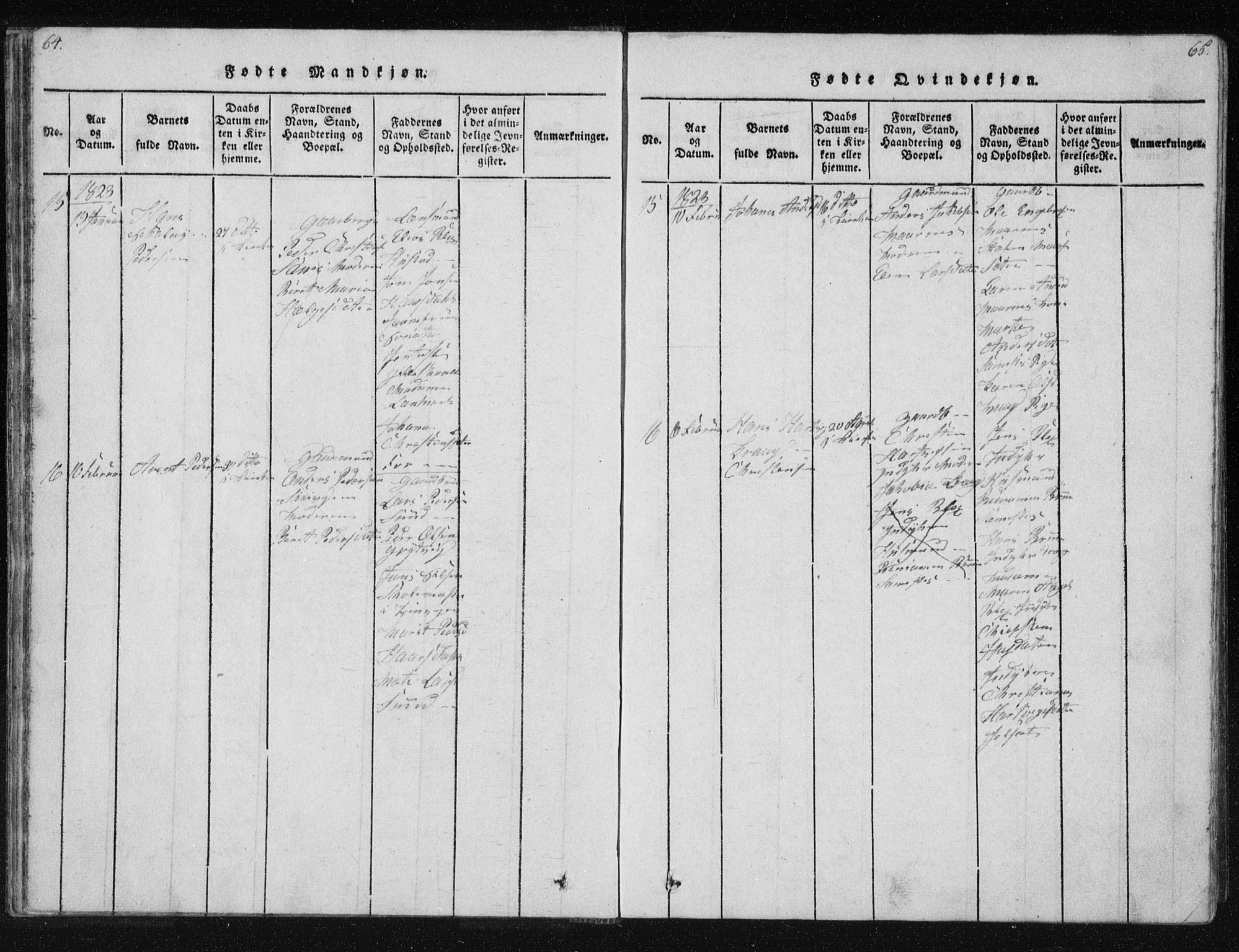 Ministerialprotokoller, klokkerbøker og fødselsregistre - Nordland, AV/SAT-A-1459/805/L0096: Parish register (official) no. 805A03, 1820-1837, p. 64-65