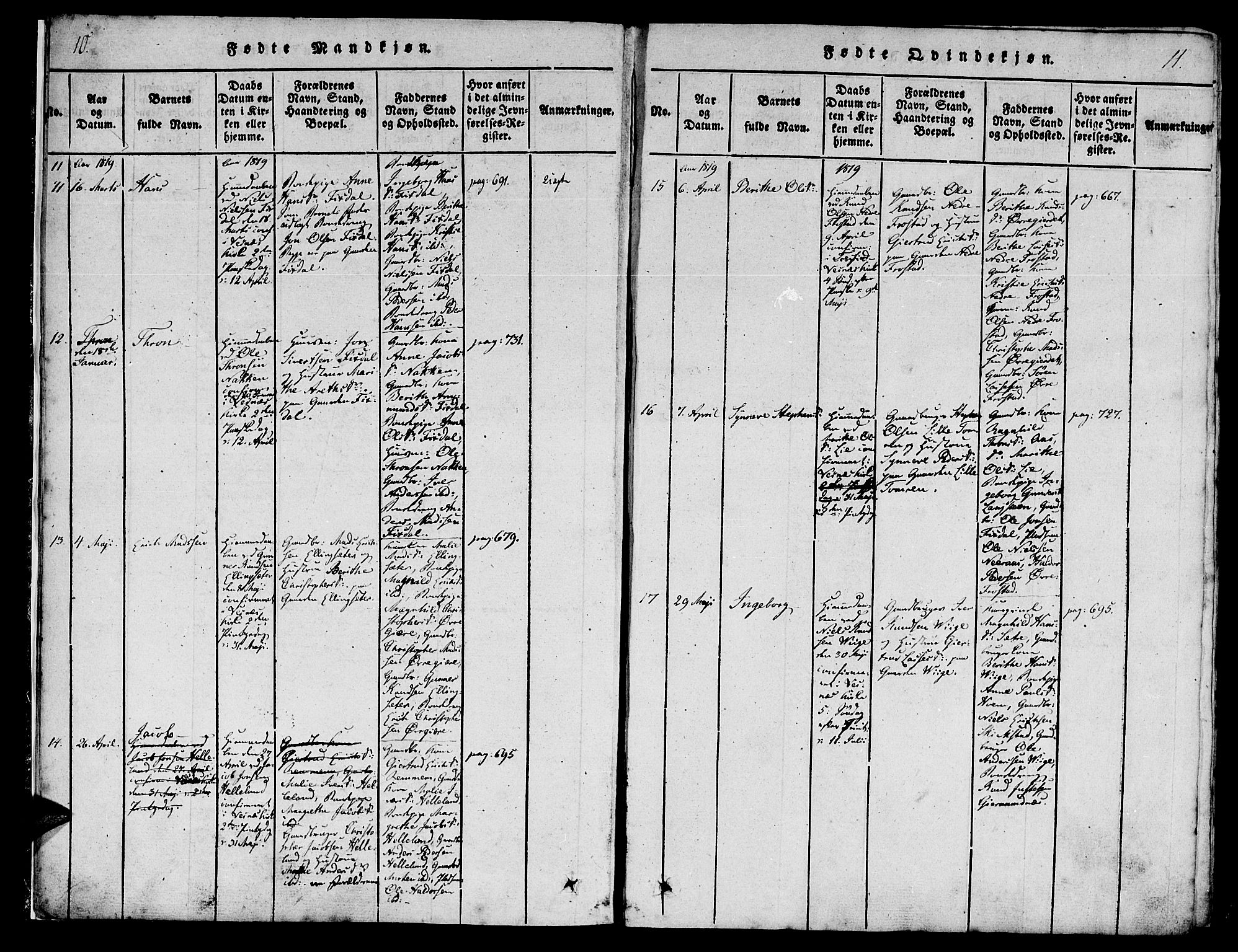 Ministerialprotokoller, klokkerbøker og fødselsregistre - Møre og Romsdal, AV/SAT-A-1454/539/L0528: Parish register (official) no. 539A01, 1818-1847, p. 10-11