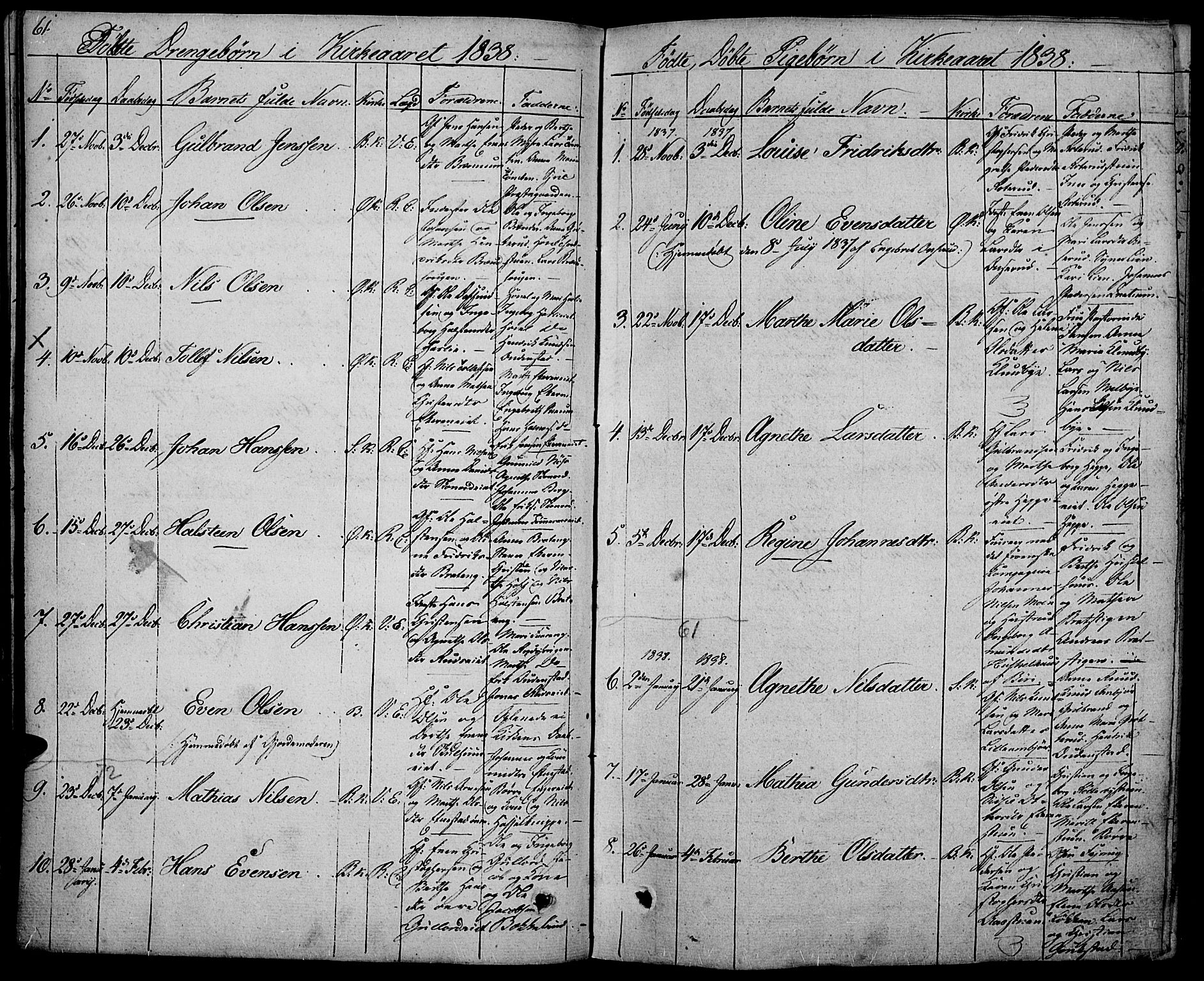 Biri prestekontor, SAH/PREST-096/H/Ha/Haa/L0004: Parish register (official) no. 4, 1829-1842, p. 61