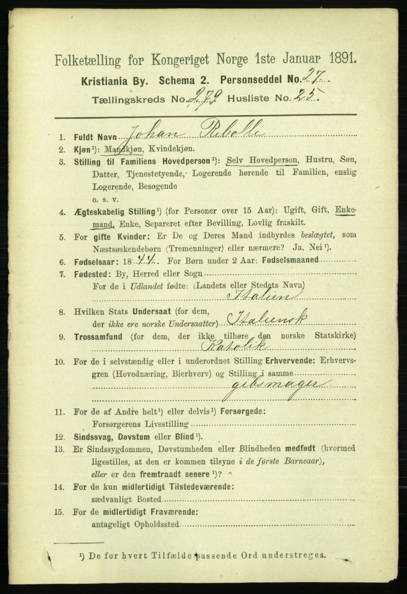 RA, 1891 census for 0301 Kristiania, 1891, p. 169931