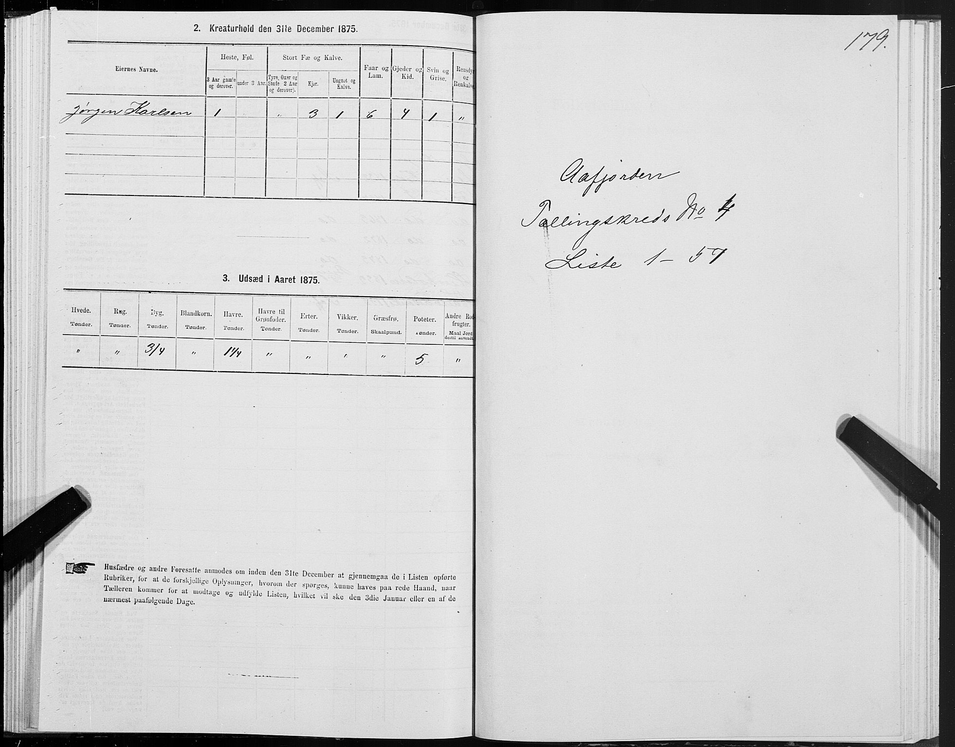 SAT, 1875 census for 1630P Aafjorden, 1875, p. 2179