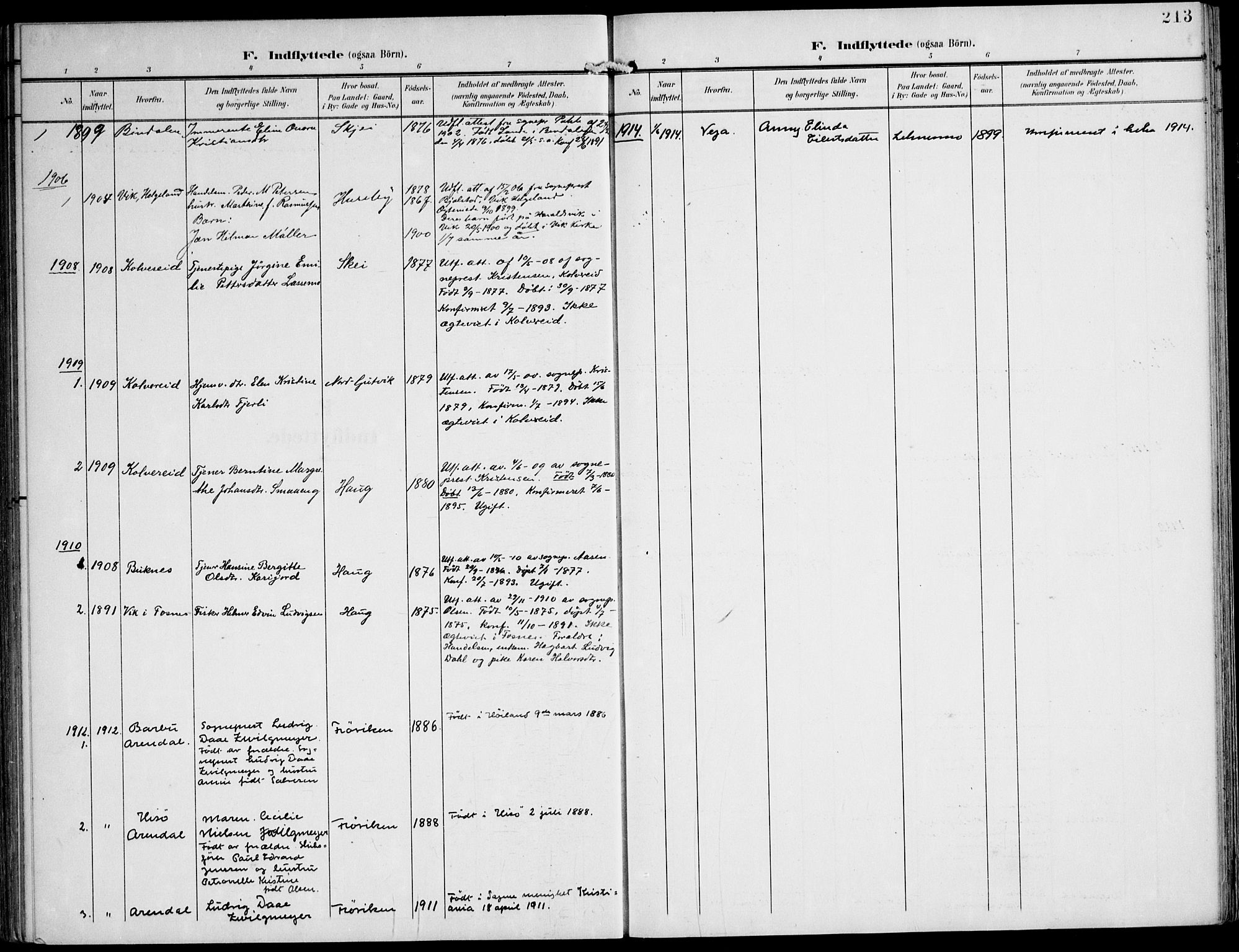 Ministerialprotokoller, klokkerbøker og fødselsregistre - Nord-Trøndelag, SAT/A-1458/788/L0698: Parish register (official) no. 788A05, 1902-1921, p. 213