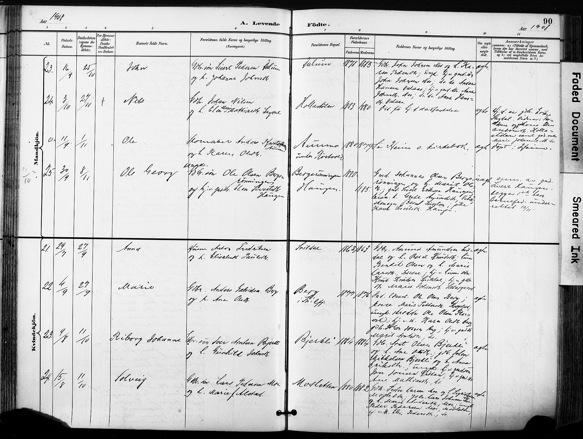 Ministerialprotokoller, klokkerbøker og fødselsregistre - Sør-Trøndelag, AV/SAT-A-1456/630/L0497: Parish register (official) no. 630A10, 1896-1910, p. 90